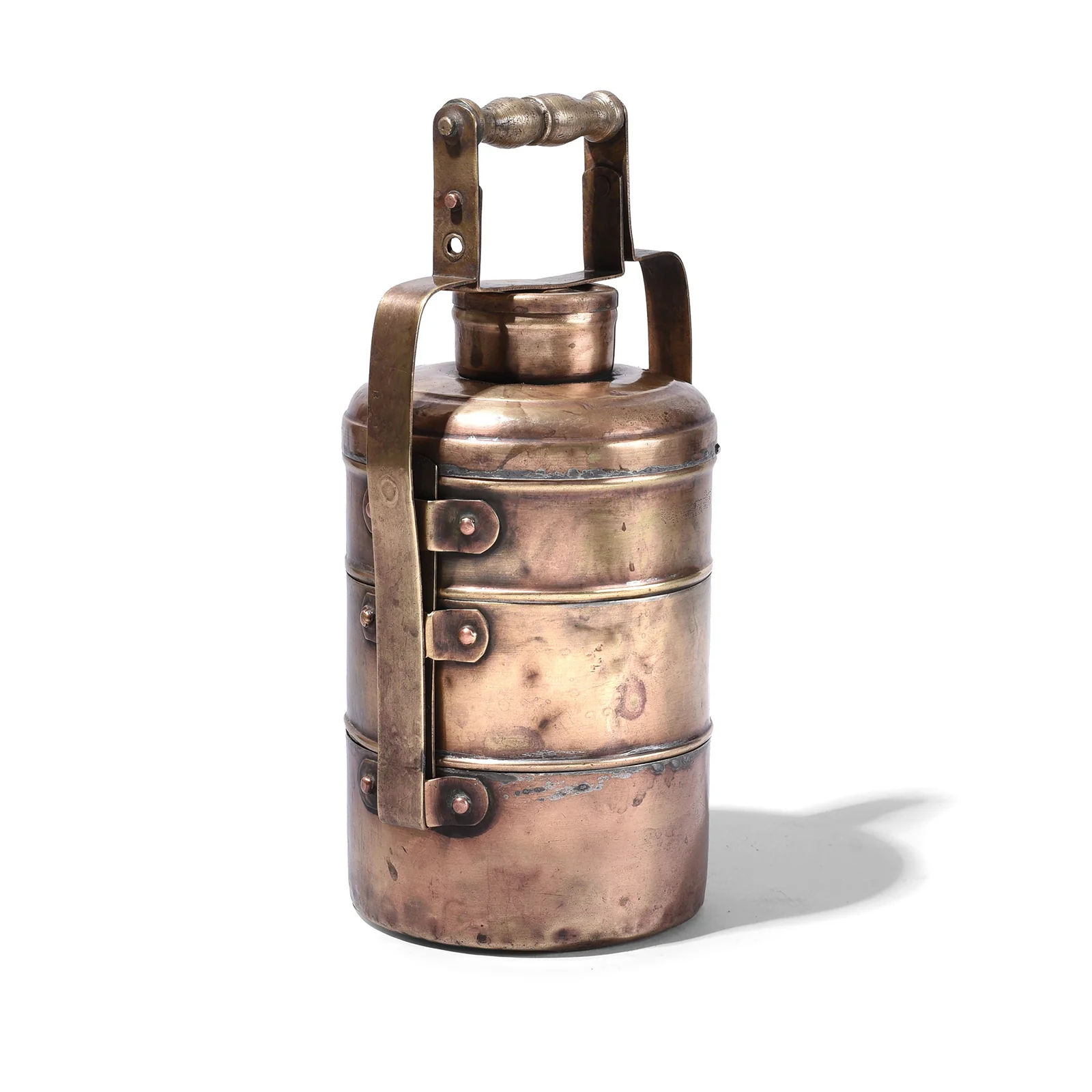 3 Tier Brass Tiffin Box - Ca 1900 - Image 3