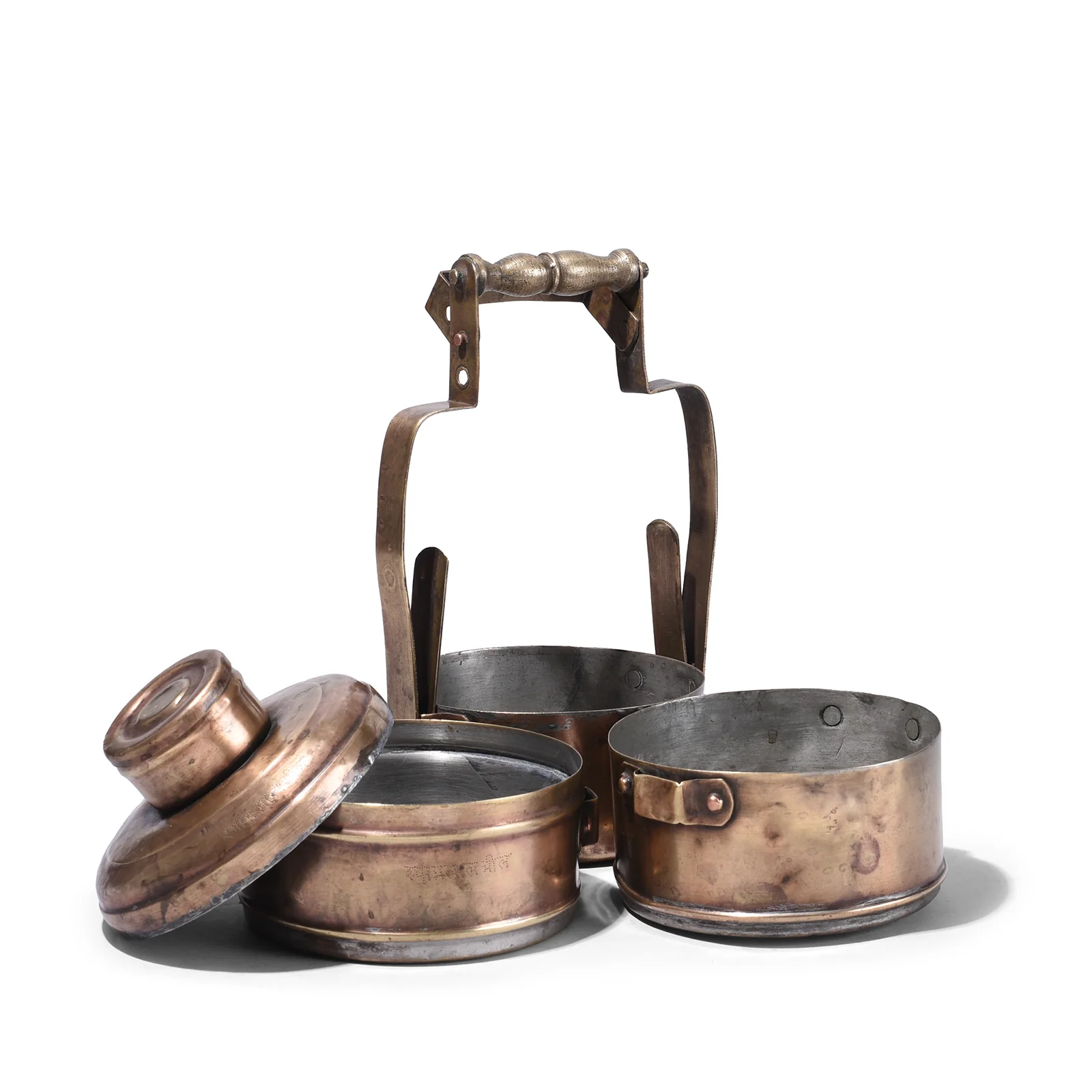 3 Tier Brass Tiffin Box - Ca 1900 - Image 4
