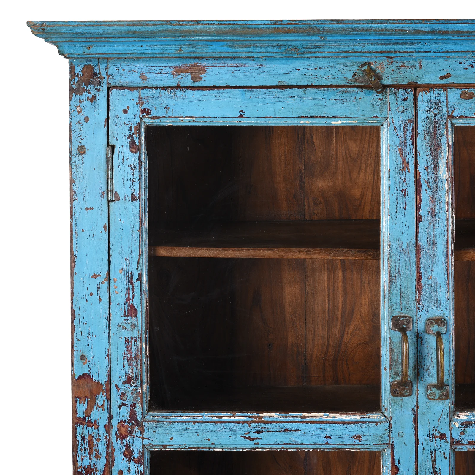 Indian Blue Painted Glazed Book Cabinet - Ca 1900 - Image 2