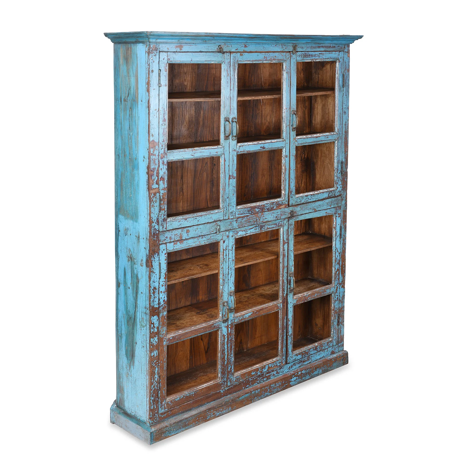 Indian Blue Painted Glazed Book Cabinet - Ca 1900 - Image 5