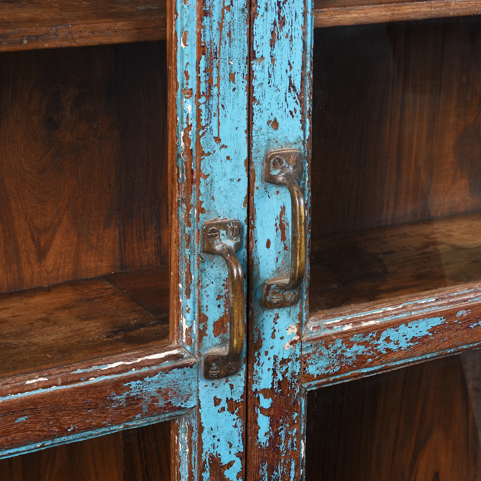 Indian Blue Painted Glazed Book Cabinet - Ca 1900 - Image 6