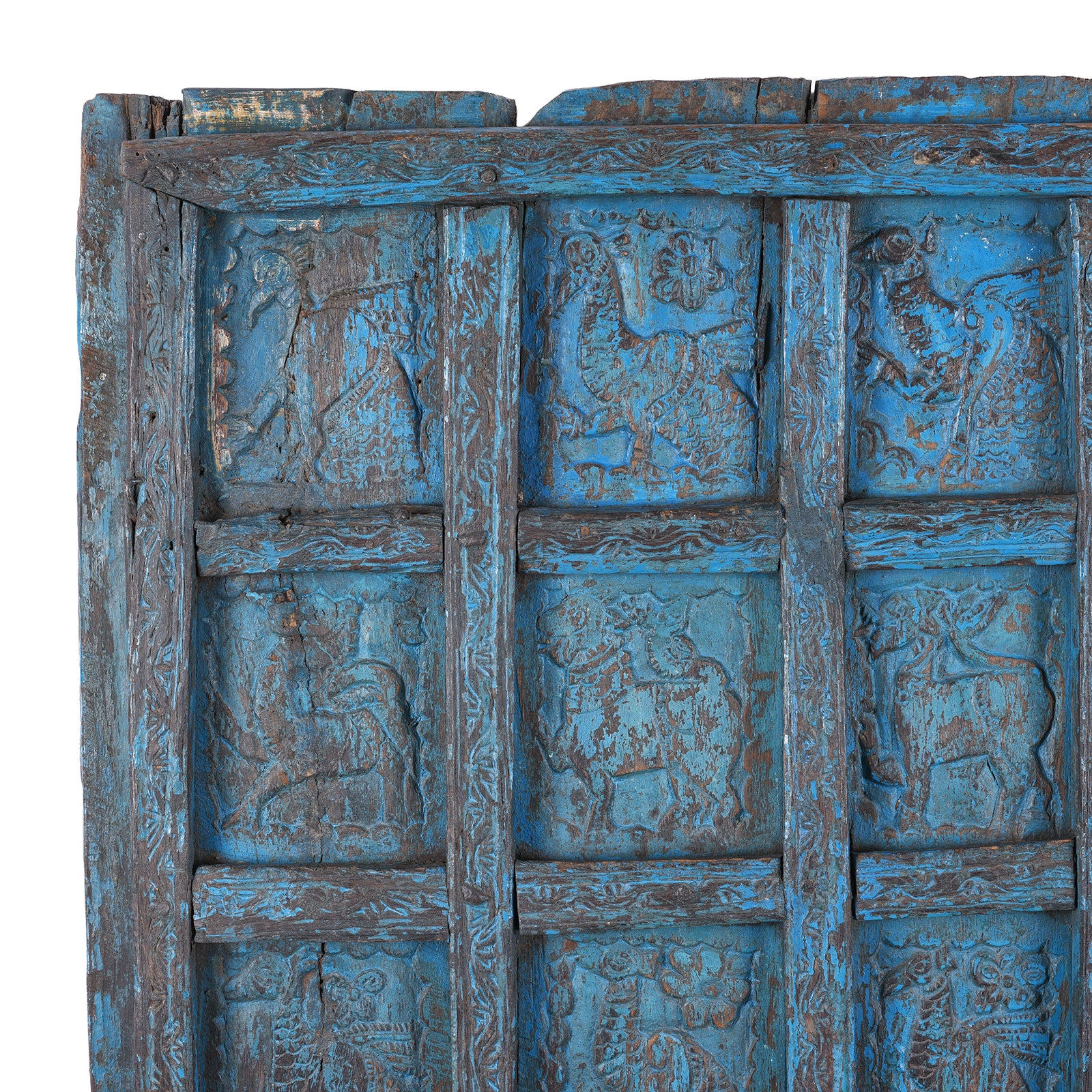 Blue Painted Tribal Door From Orissa - 19th Century - Image 2