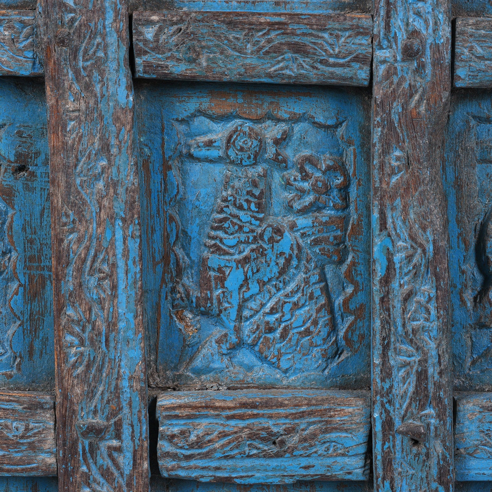 Blue Painted Tribal Door From Orissa - 19th Century - Image 4