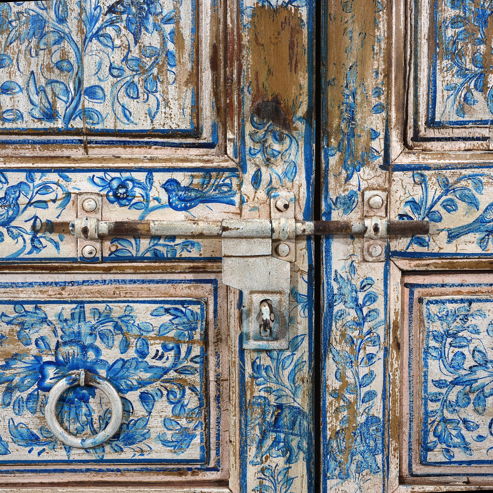 Blue & White Painted Indian Door & Frame - Image 10