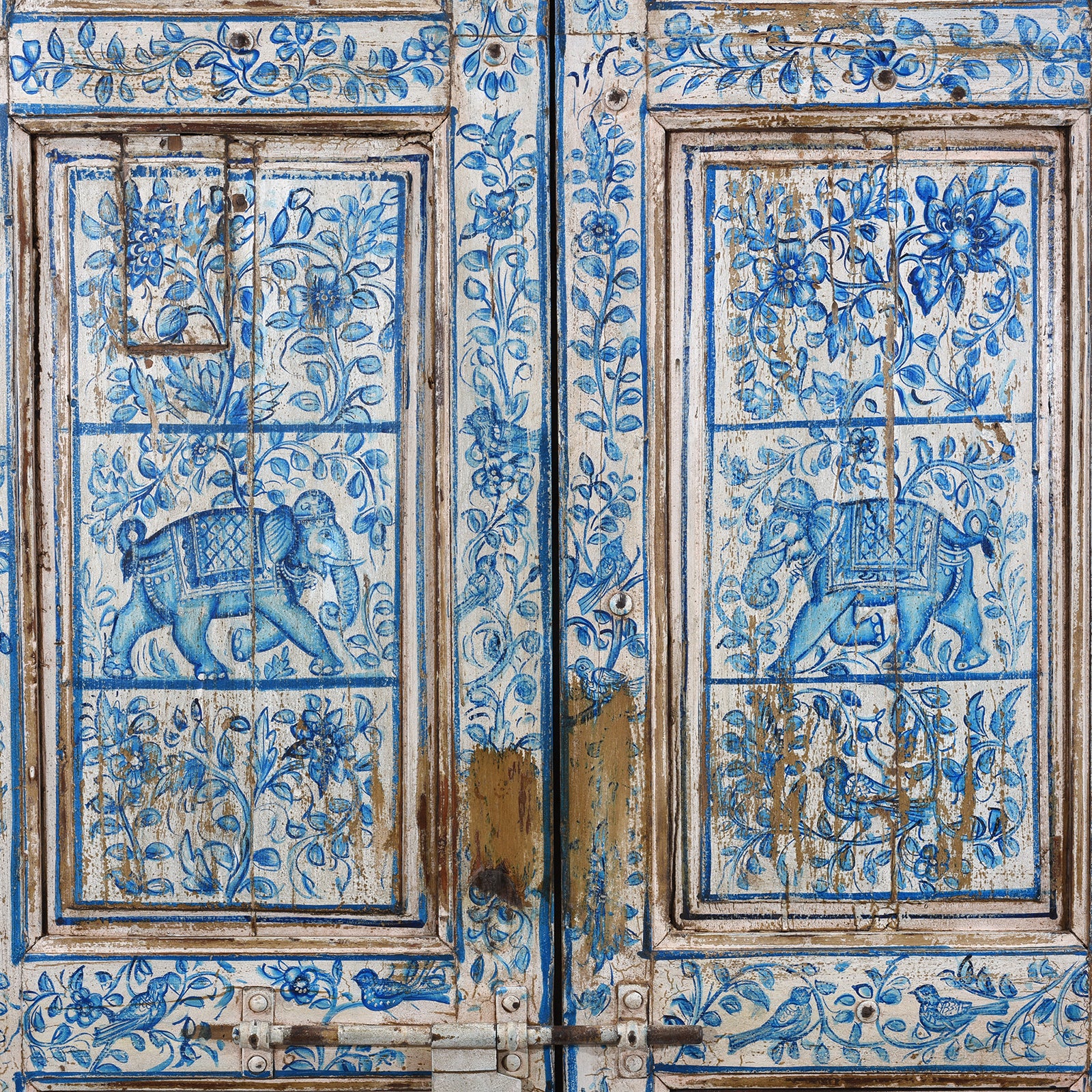 Blue & White Painted Indian Door & Frame - Image 2