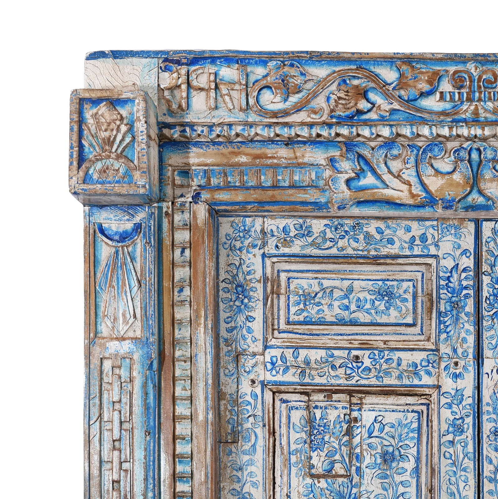 Blue & White Painted Indian Door & Frame - Image 3