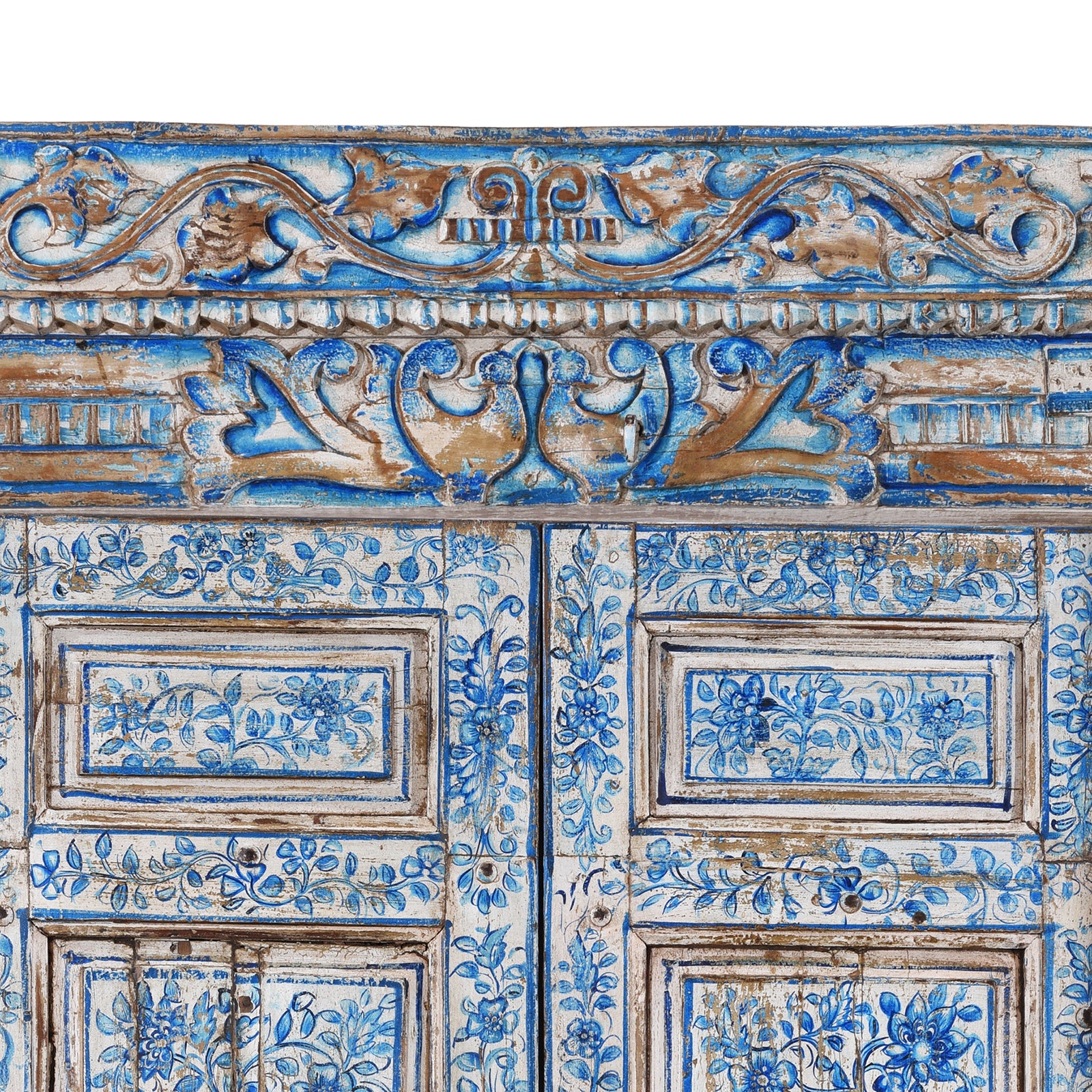 Blue & White Painted Indian Door & Frame - Image 4