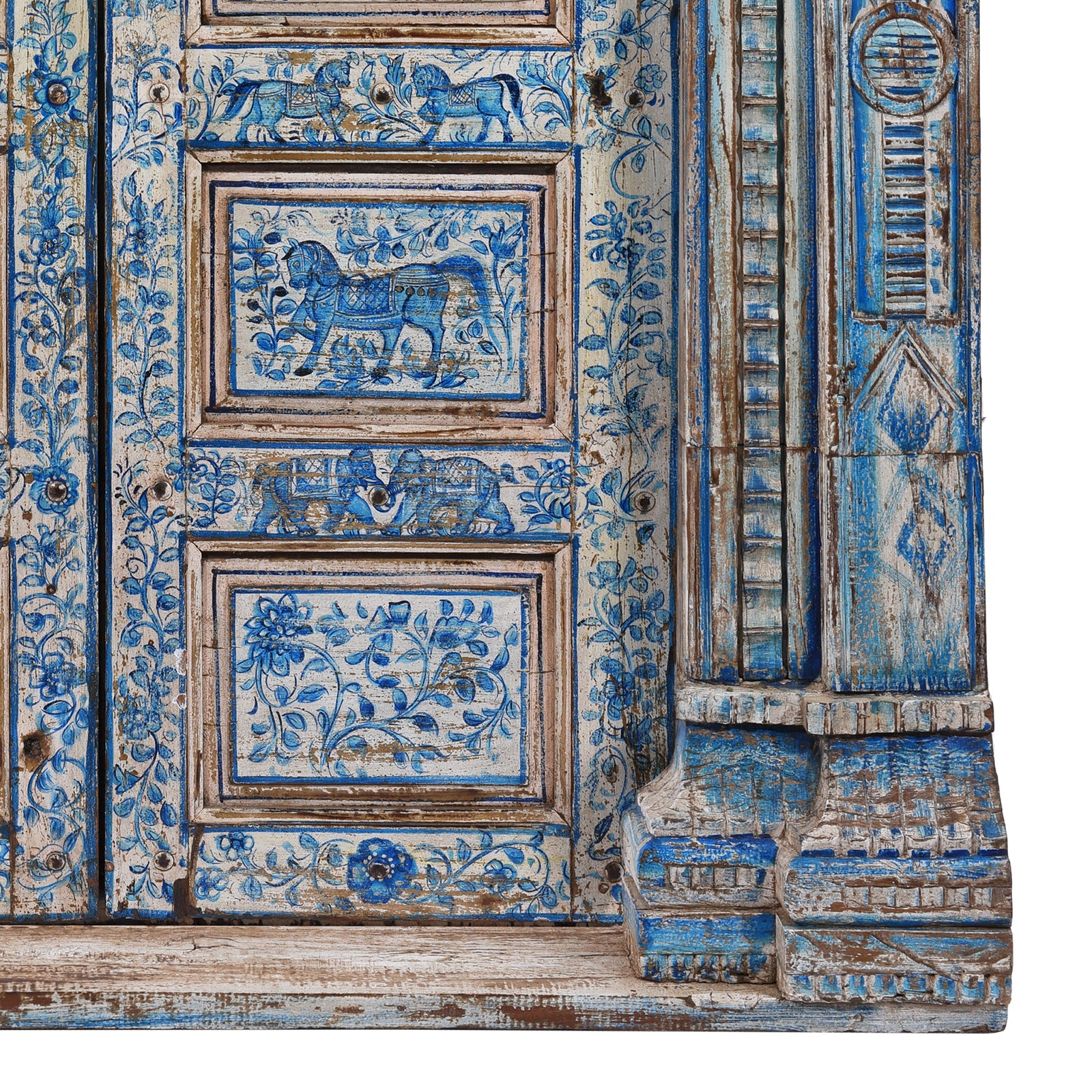 Blue & White Painted Indian Door & Frame - Image 5