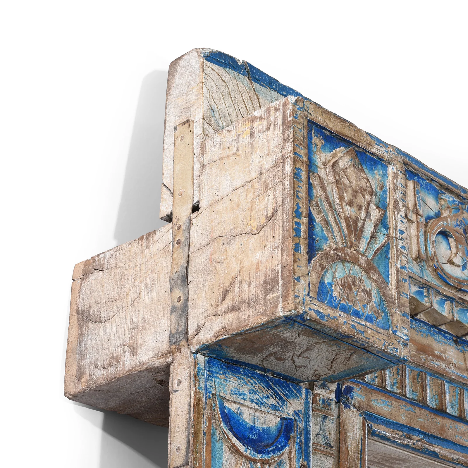 Blue & White Painted Indian Door & Frame - Image 6