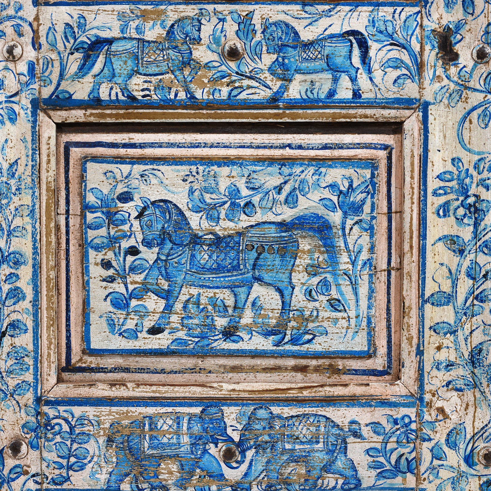 Blue & White Painted Indian Door & Frame - Image 7