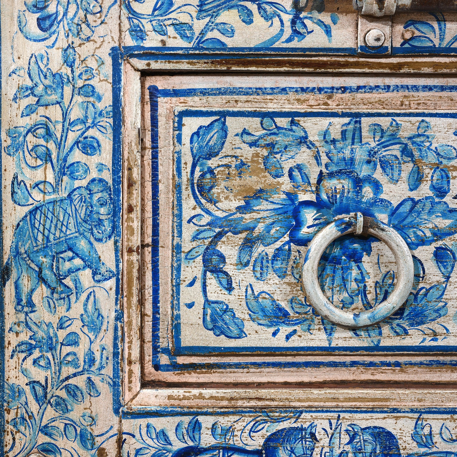 Blue & White Painted Indian Door & Frame - Image 8
