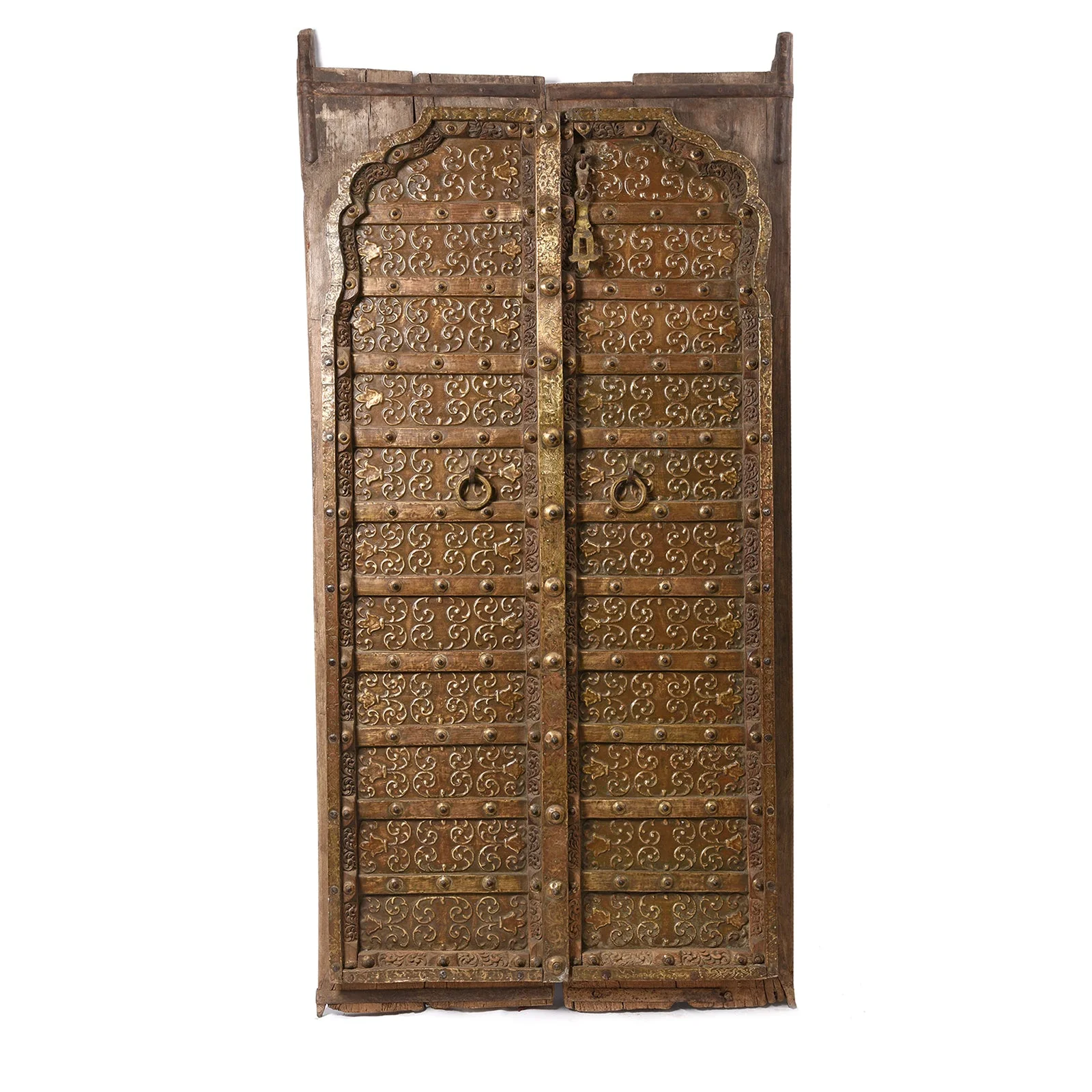 Indian Brass Bound Door From Rajasthan - 19thC