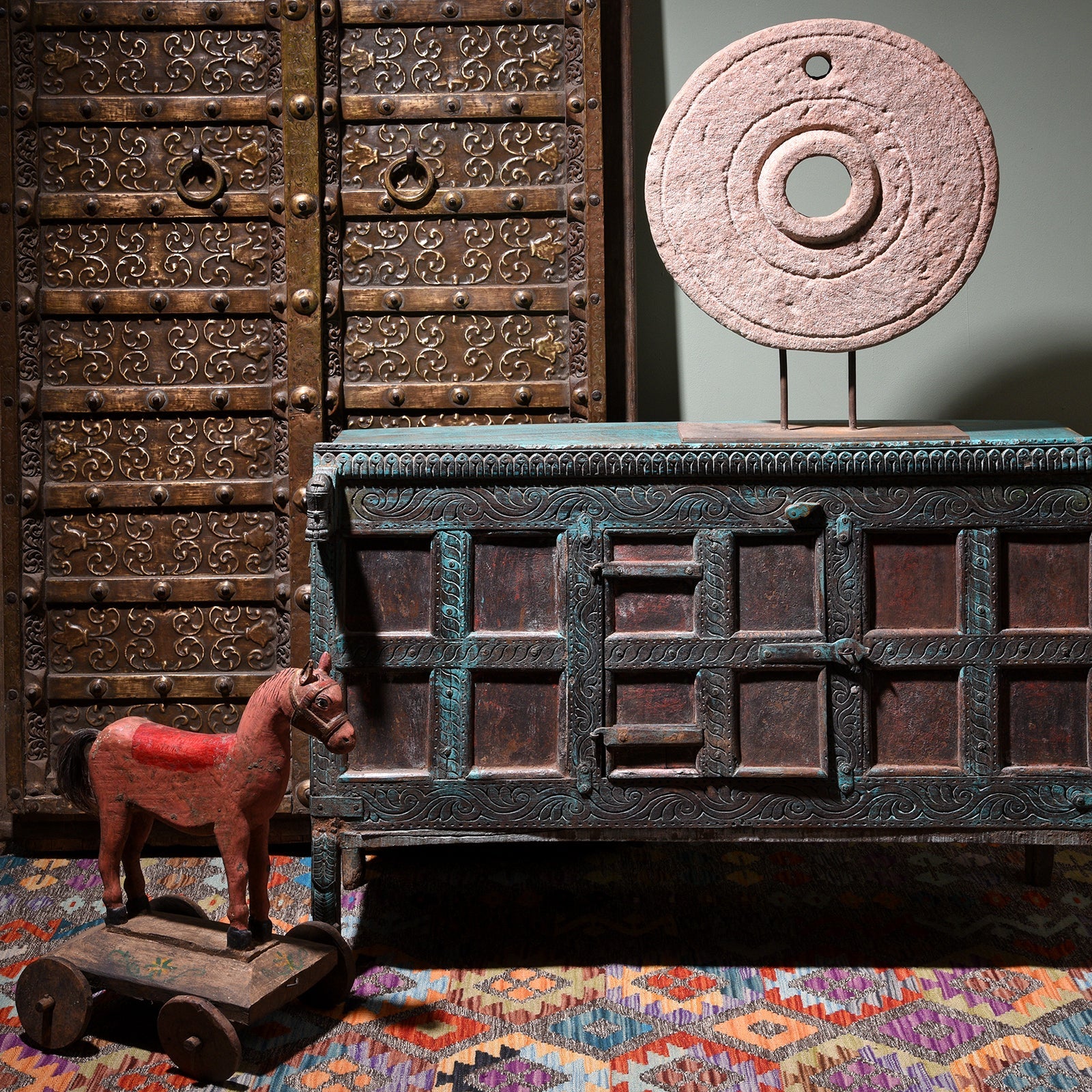 Indian Brass Bound Door From Rajasthan - 19thC - Image 2