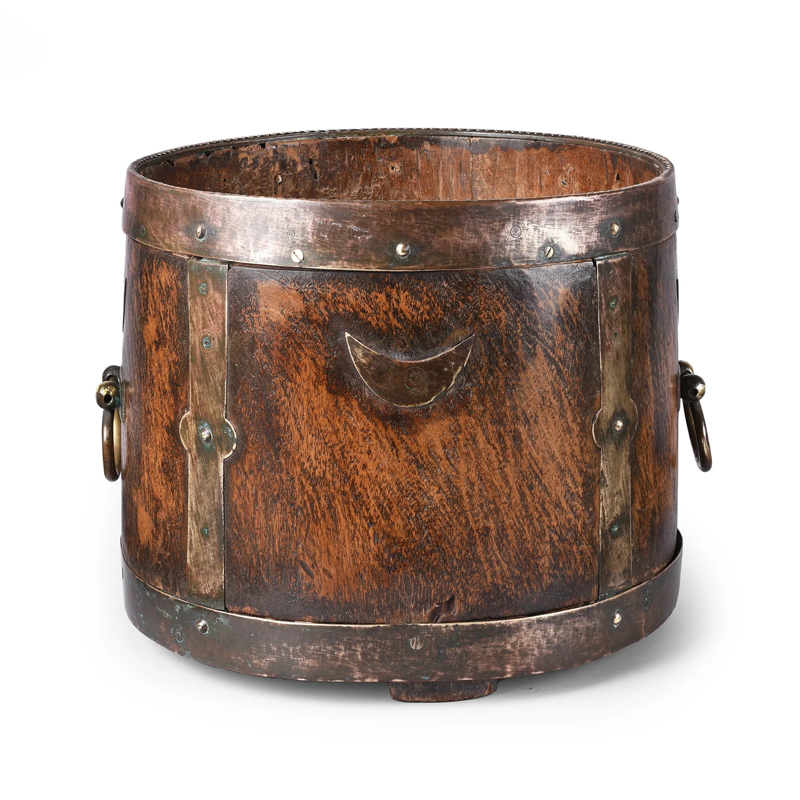 Brass Bound Jackfruit Grain Measure From Kerala - 19th Century