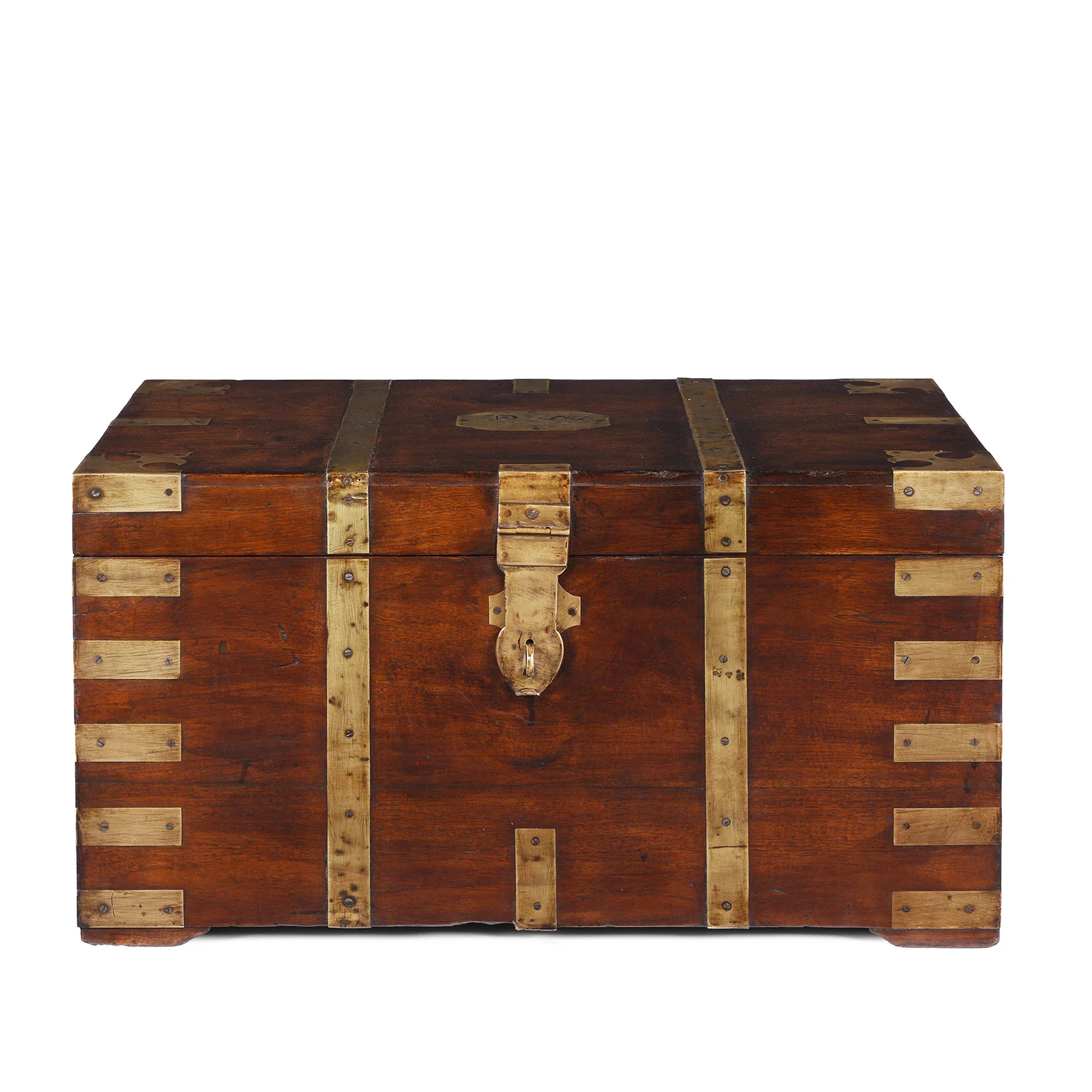 Brass Bound Teak Military Chest - 19th Century