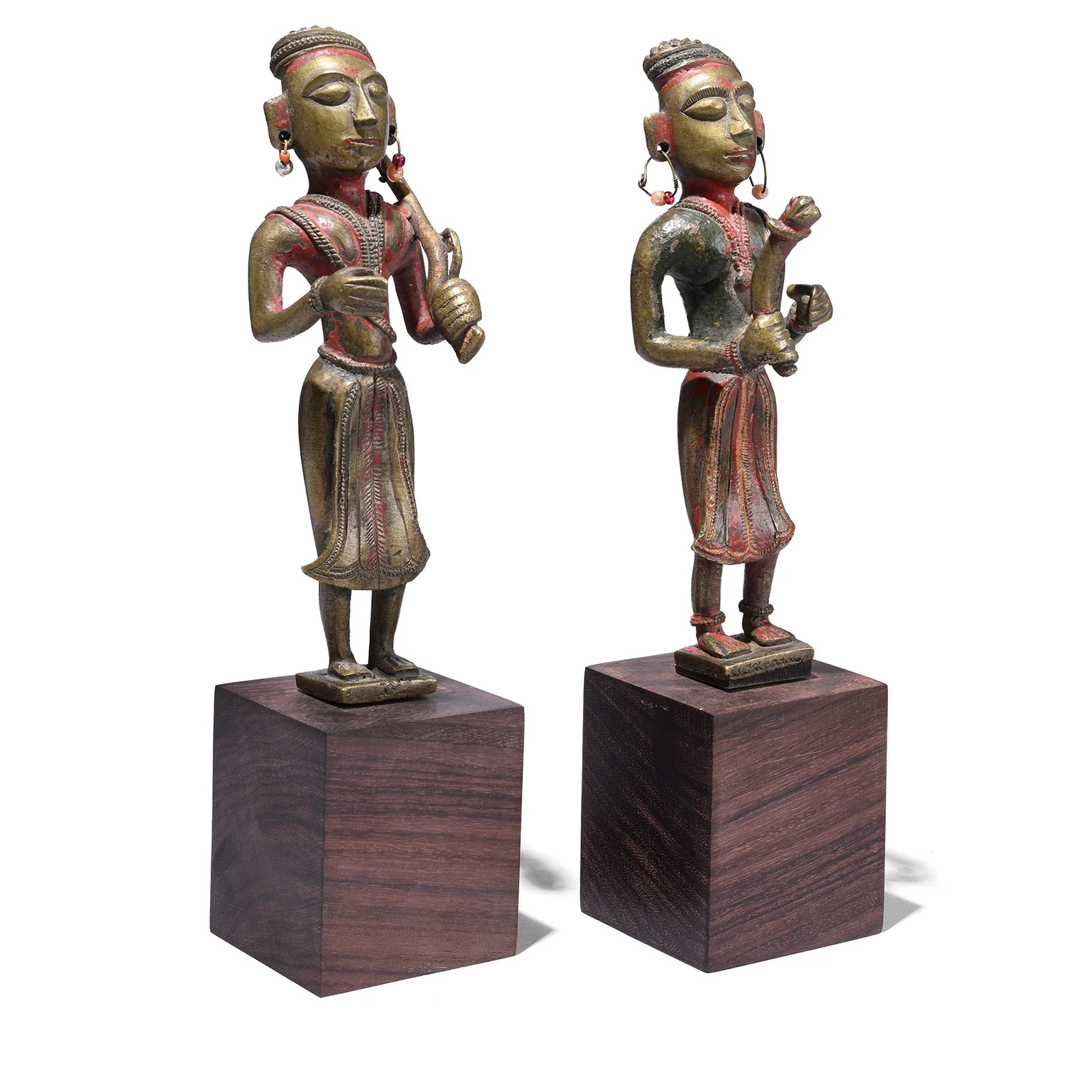 Pair Of Brass Palanquin Finials From Rajasthan - 18th Century