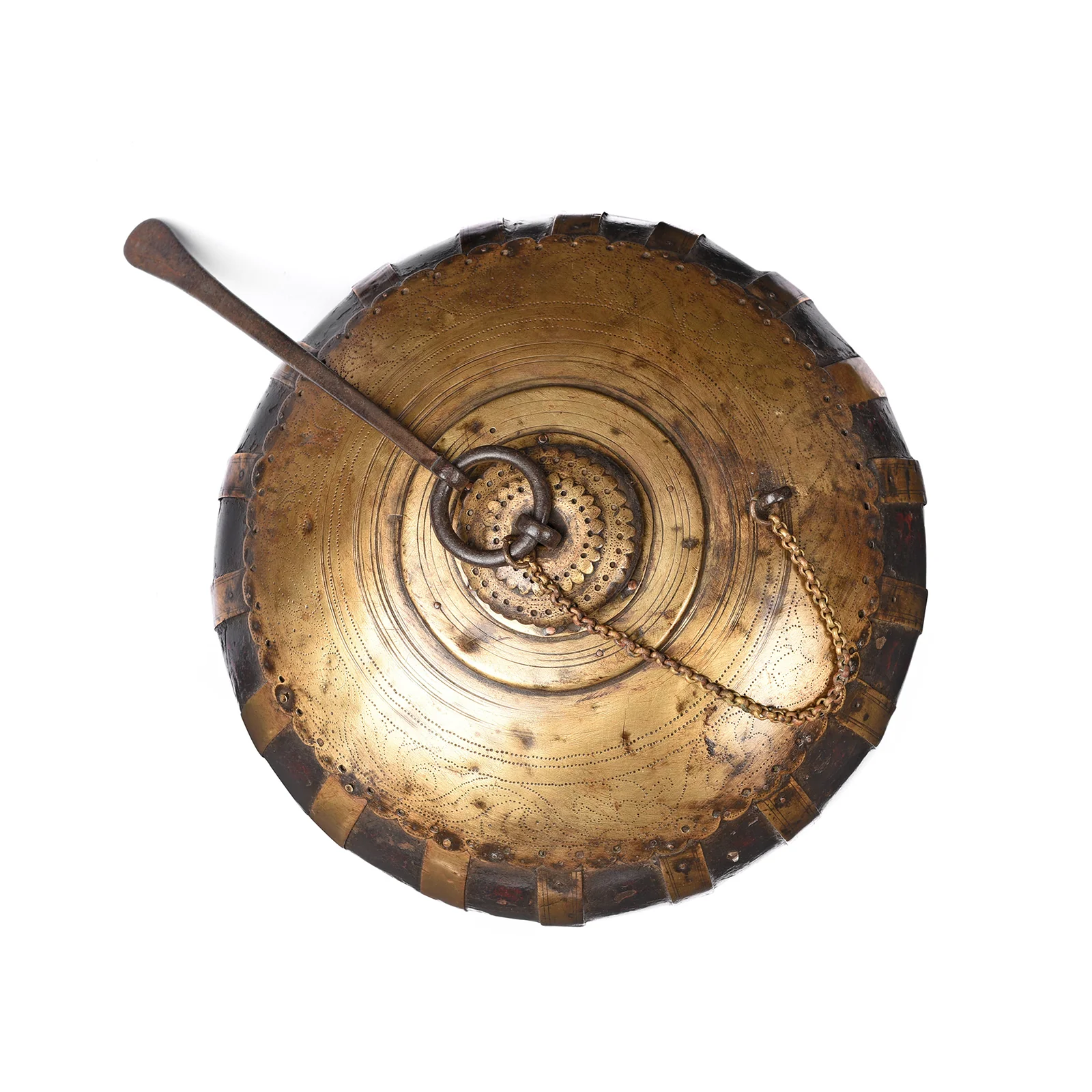 Brass & Teak Indian Tobacco Pot From Rajasthan - 19thC - Image 2
