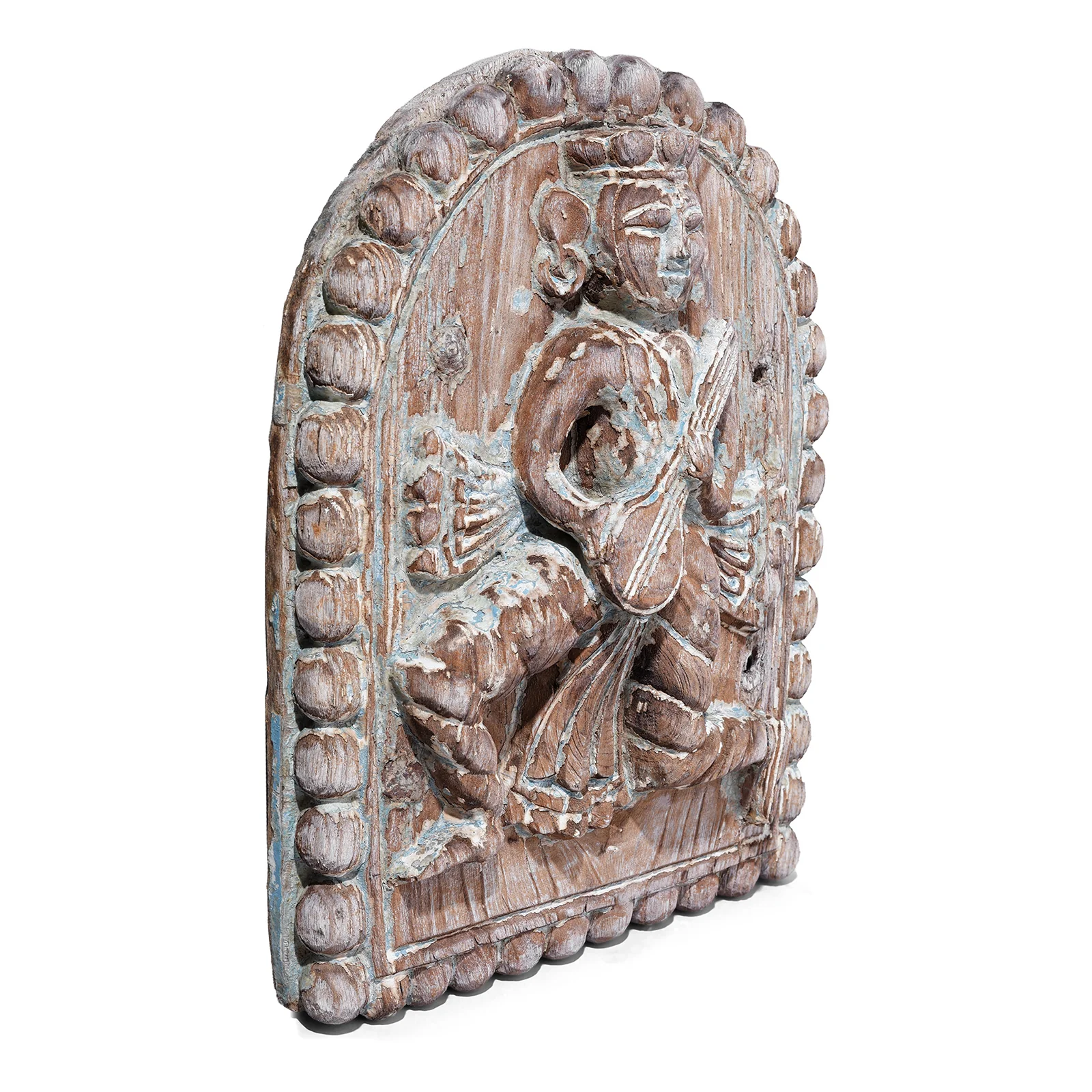 Carved Teak Musician Panel From Gujarat - 19th Century - Image 3