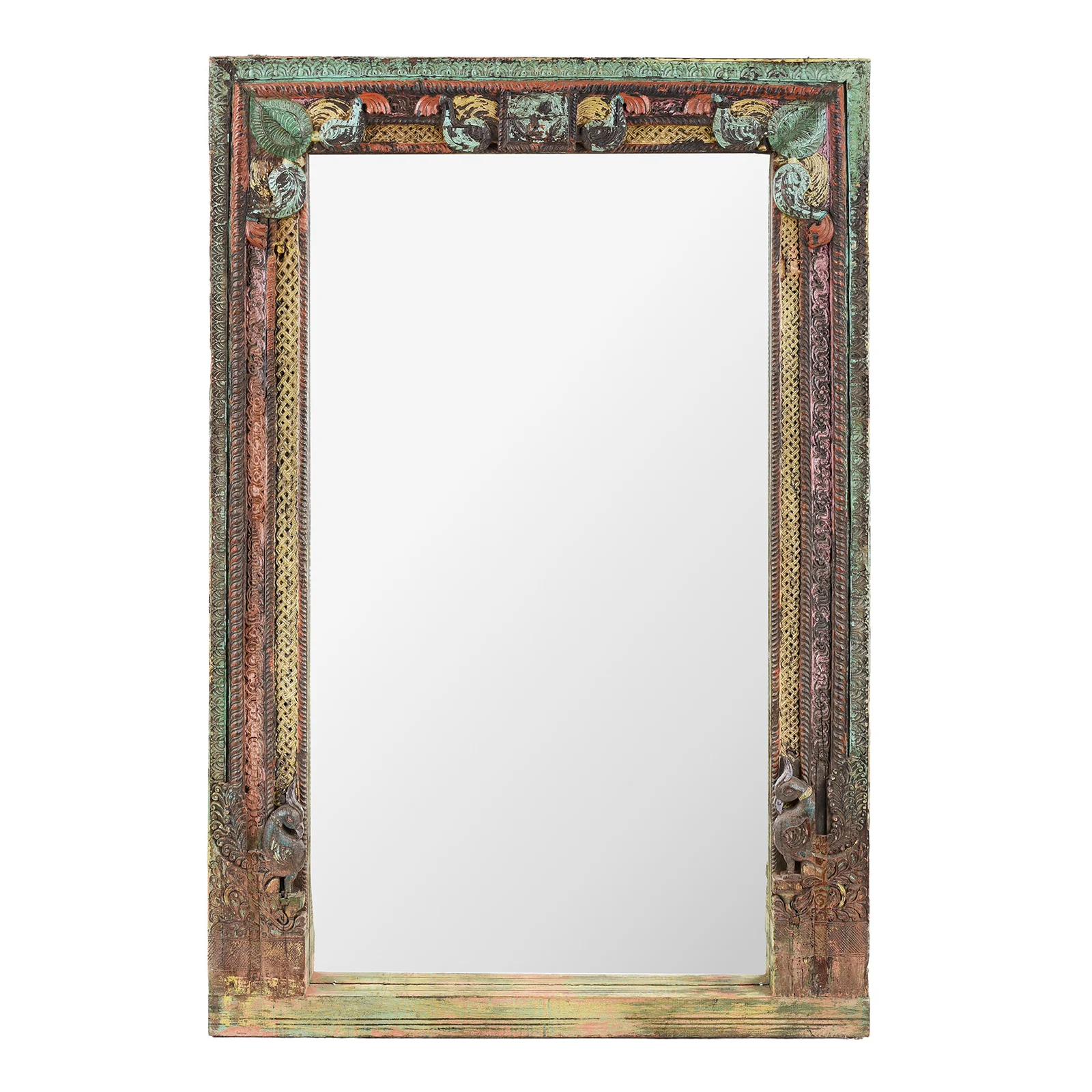 Painted Door Mirror From Andhra Pradesh - 19th Century