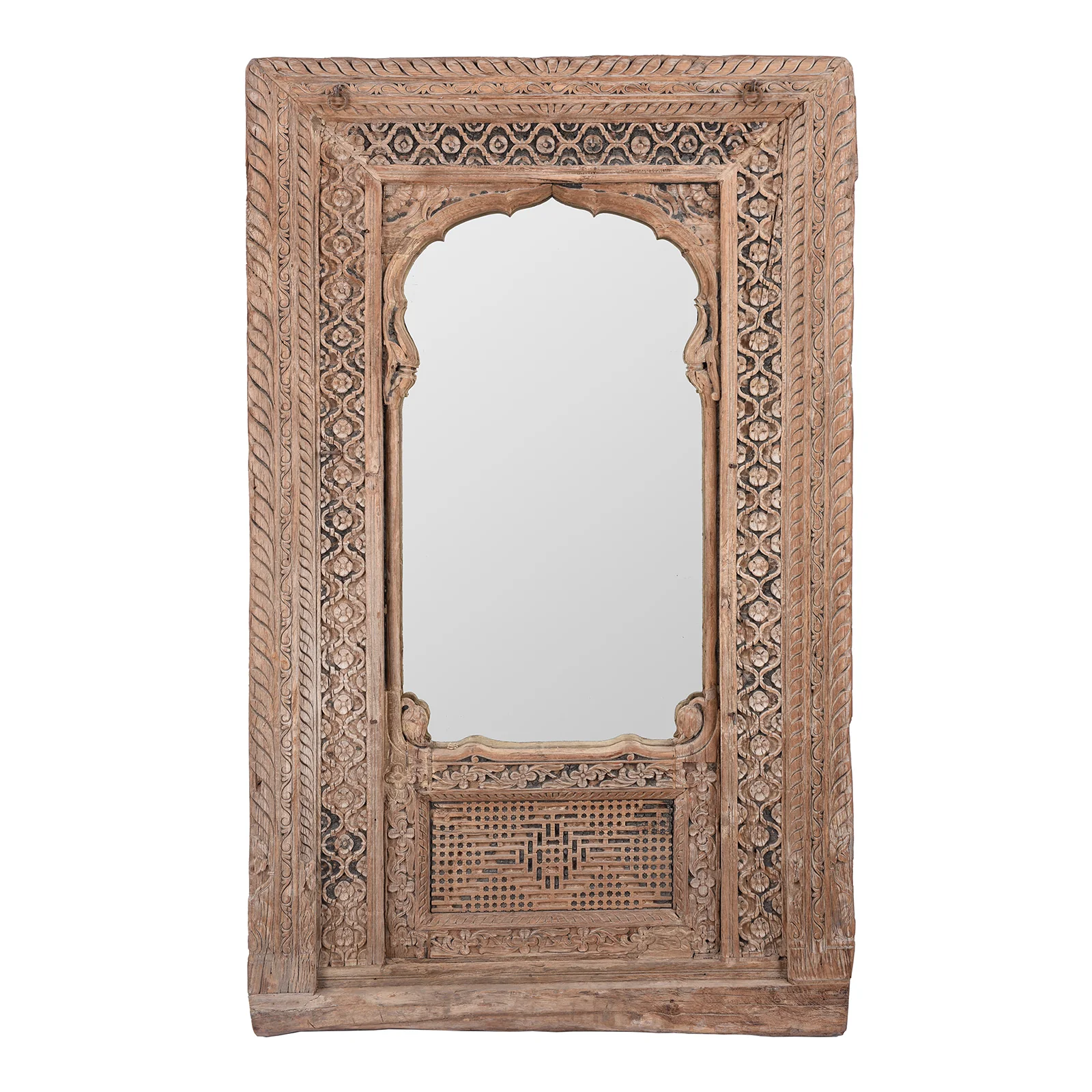 Indian Mirror Made From An Old Window - 19th Century