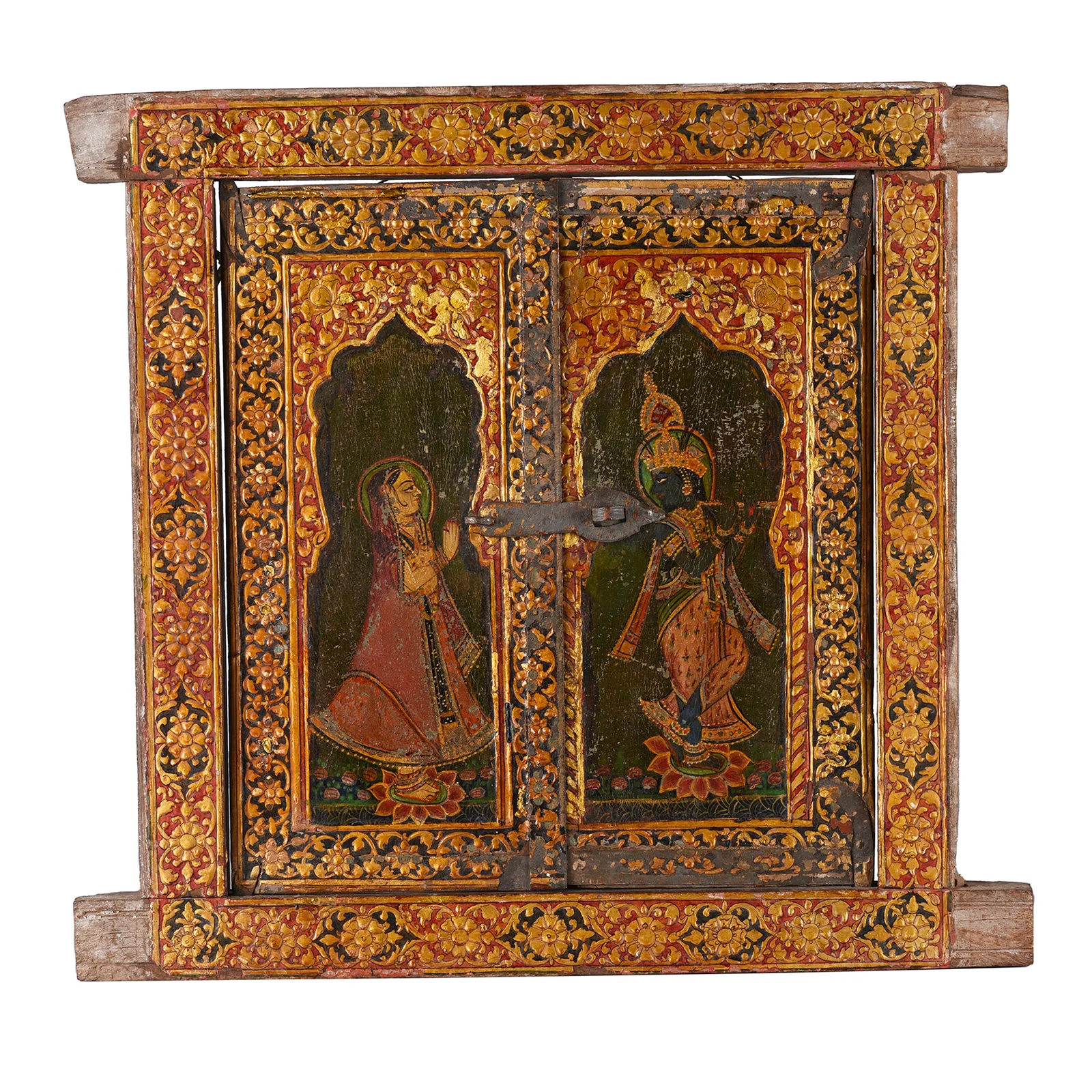 Chandras Radha Krishna Shutter From Bikaner - 19th Century