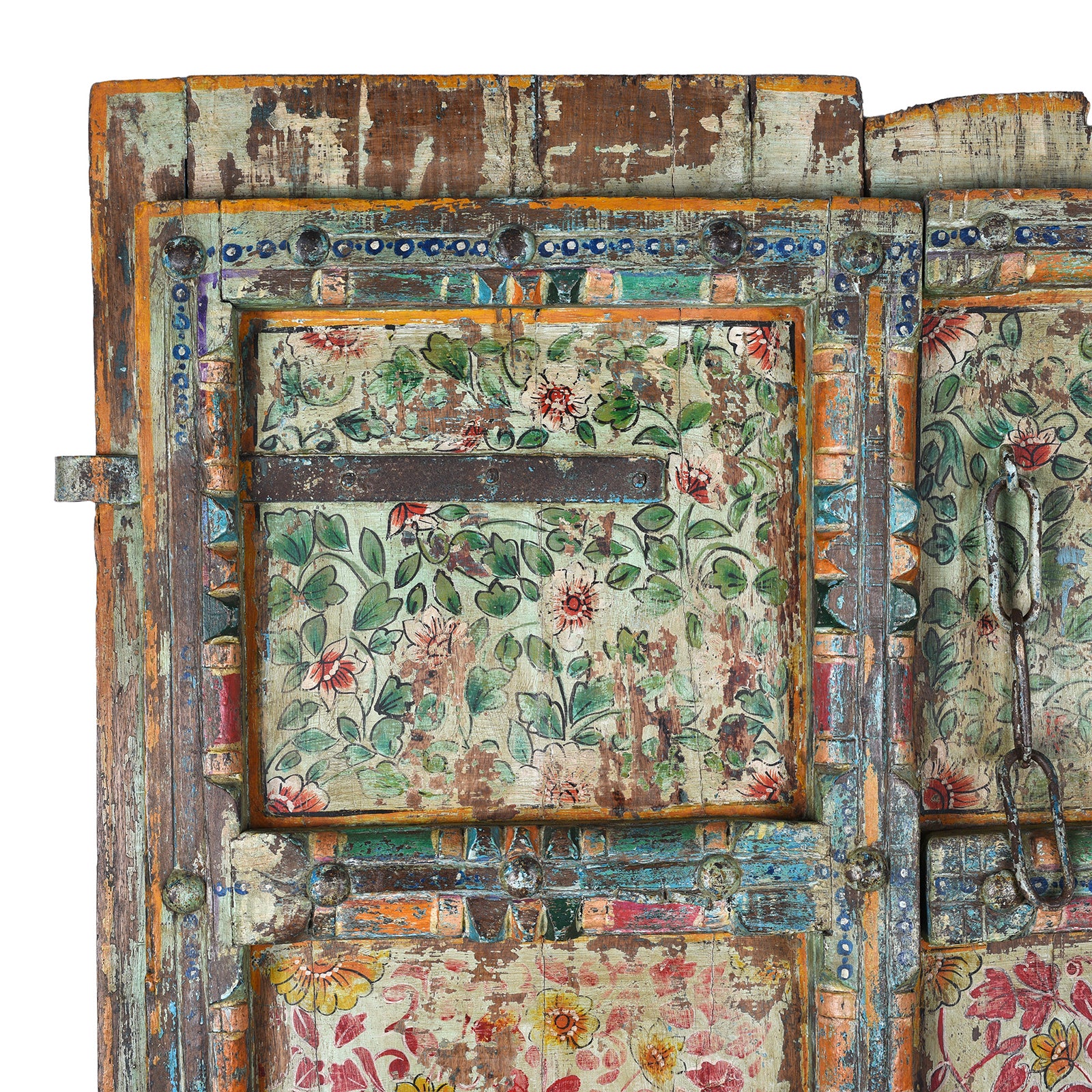 Old Indian Door With Later Floral Painting - Image 2