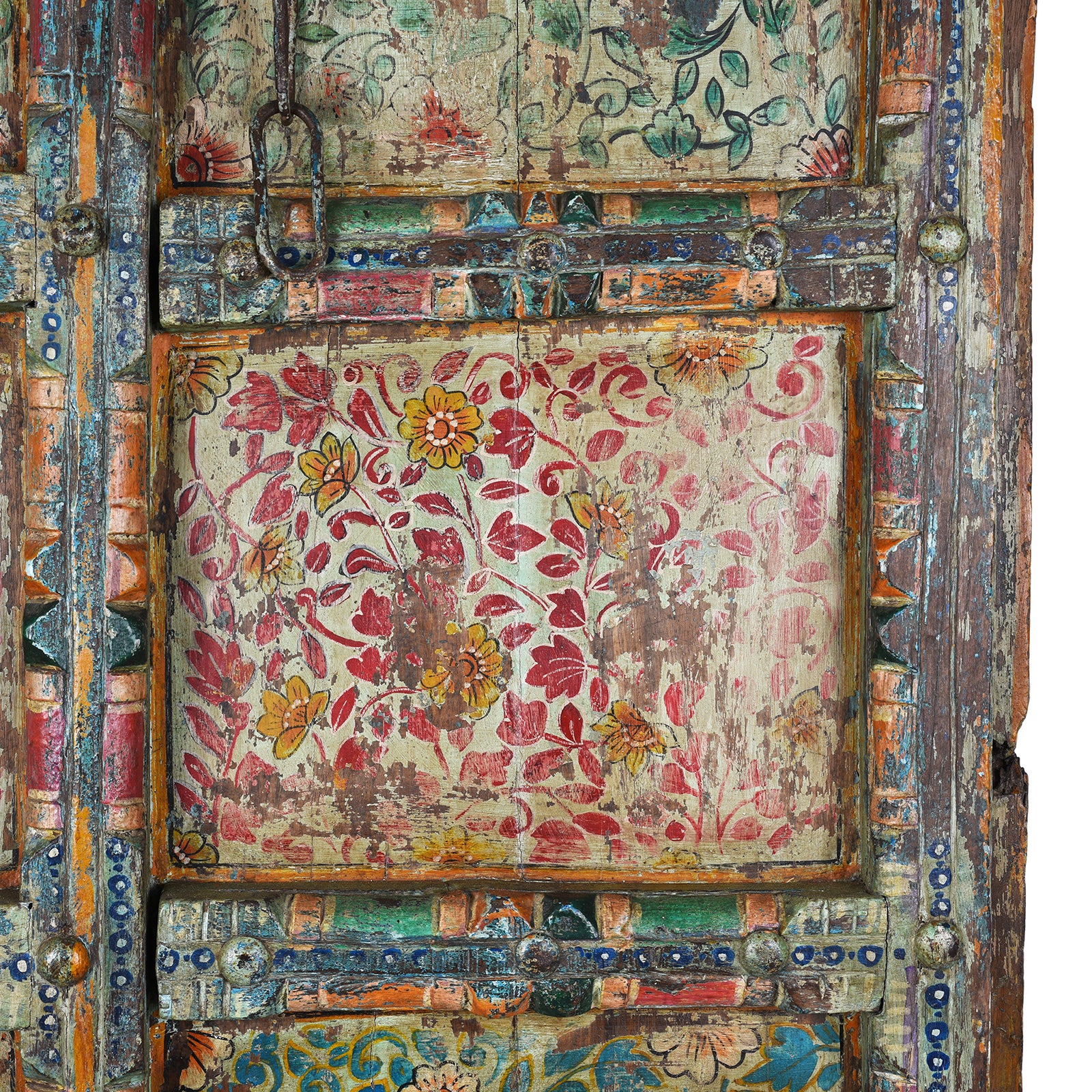 Old Indian Door With Later Floral Painting - Image 3