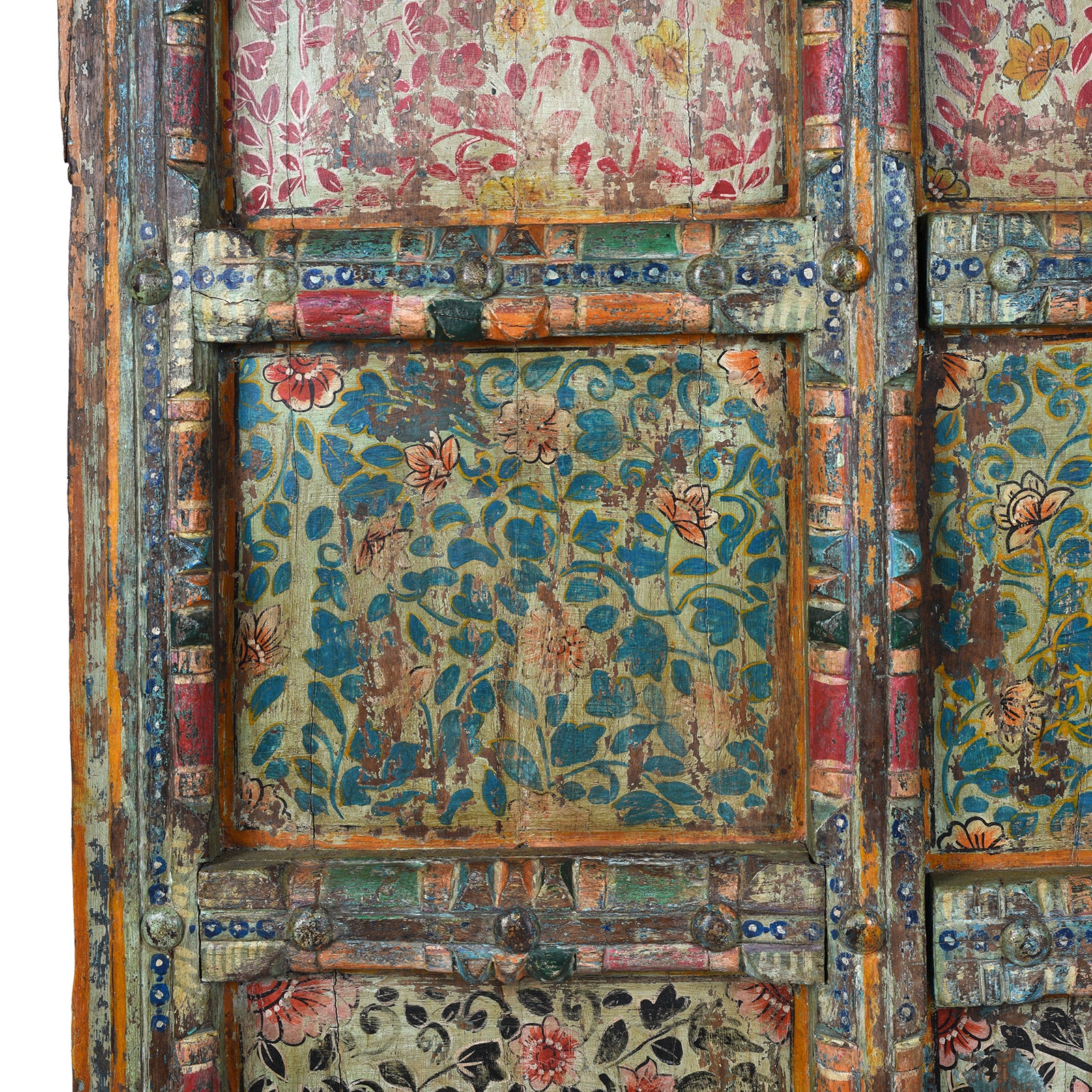 Old Indian Door With Later Floral Painting - Image 4