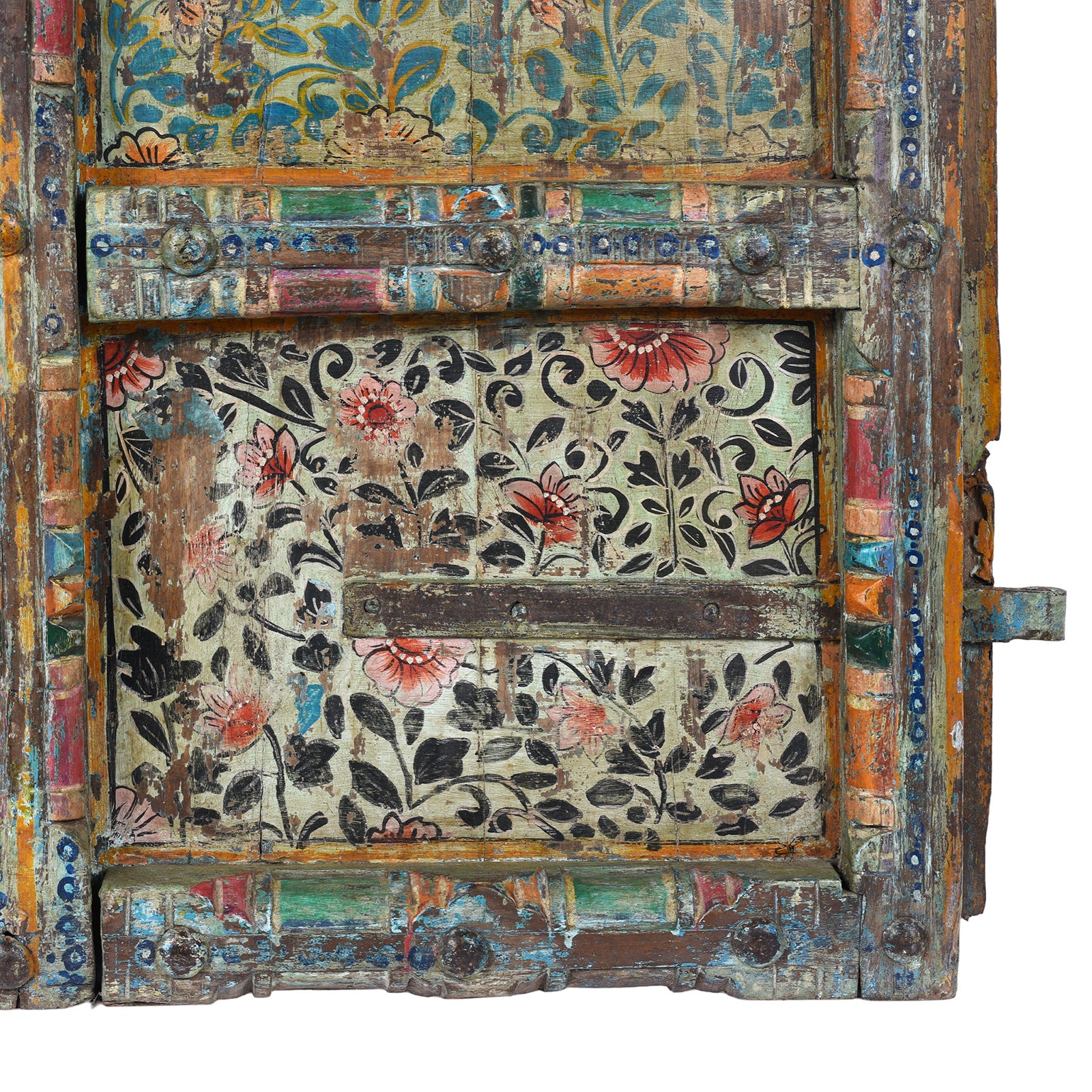 Old Indian Door With Later Floral Painting - Image 5