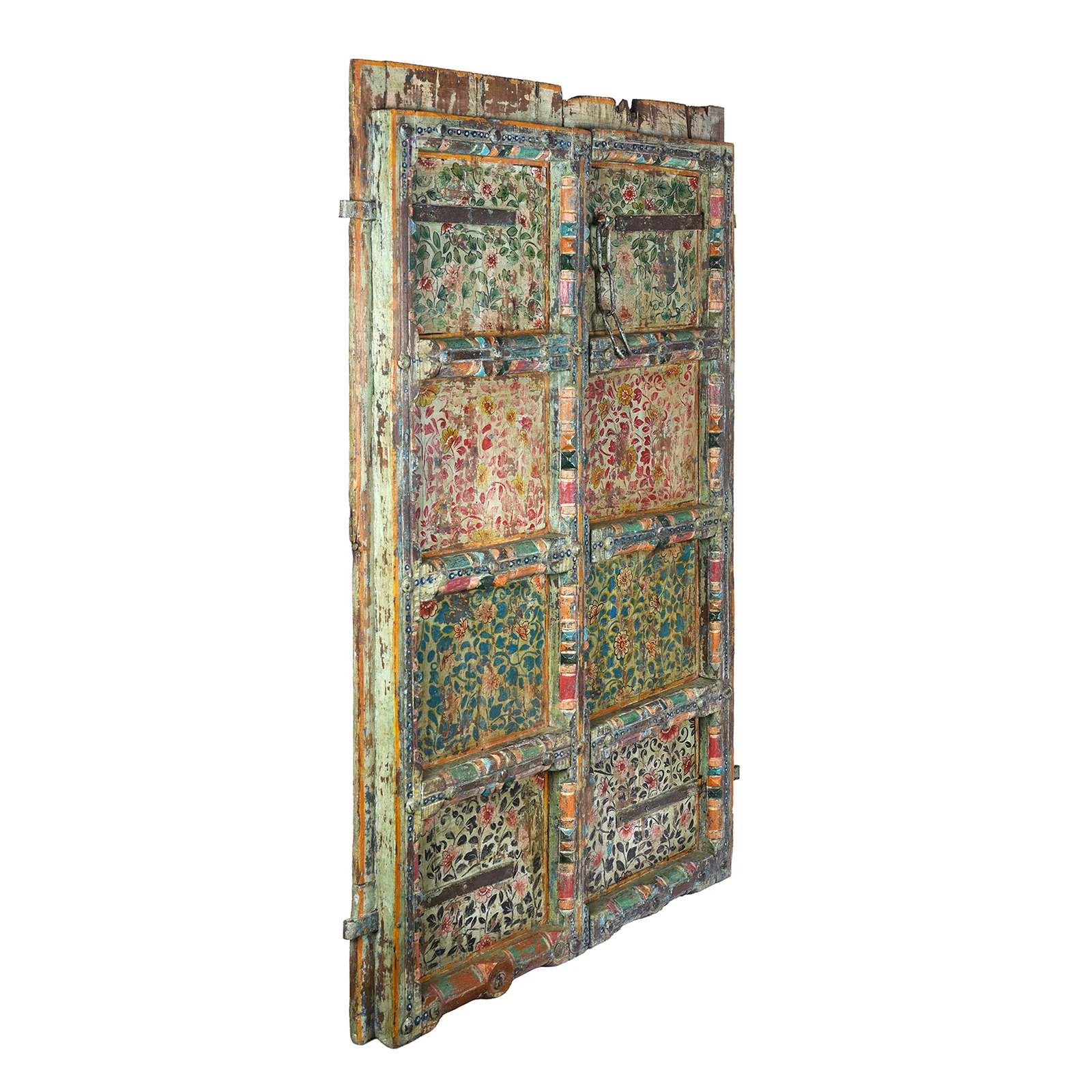 Old Indian Door With Later Floral Painting - Image 6