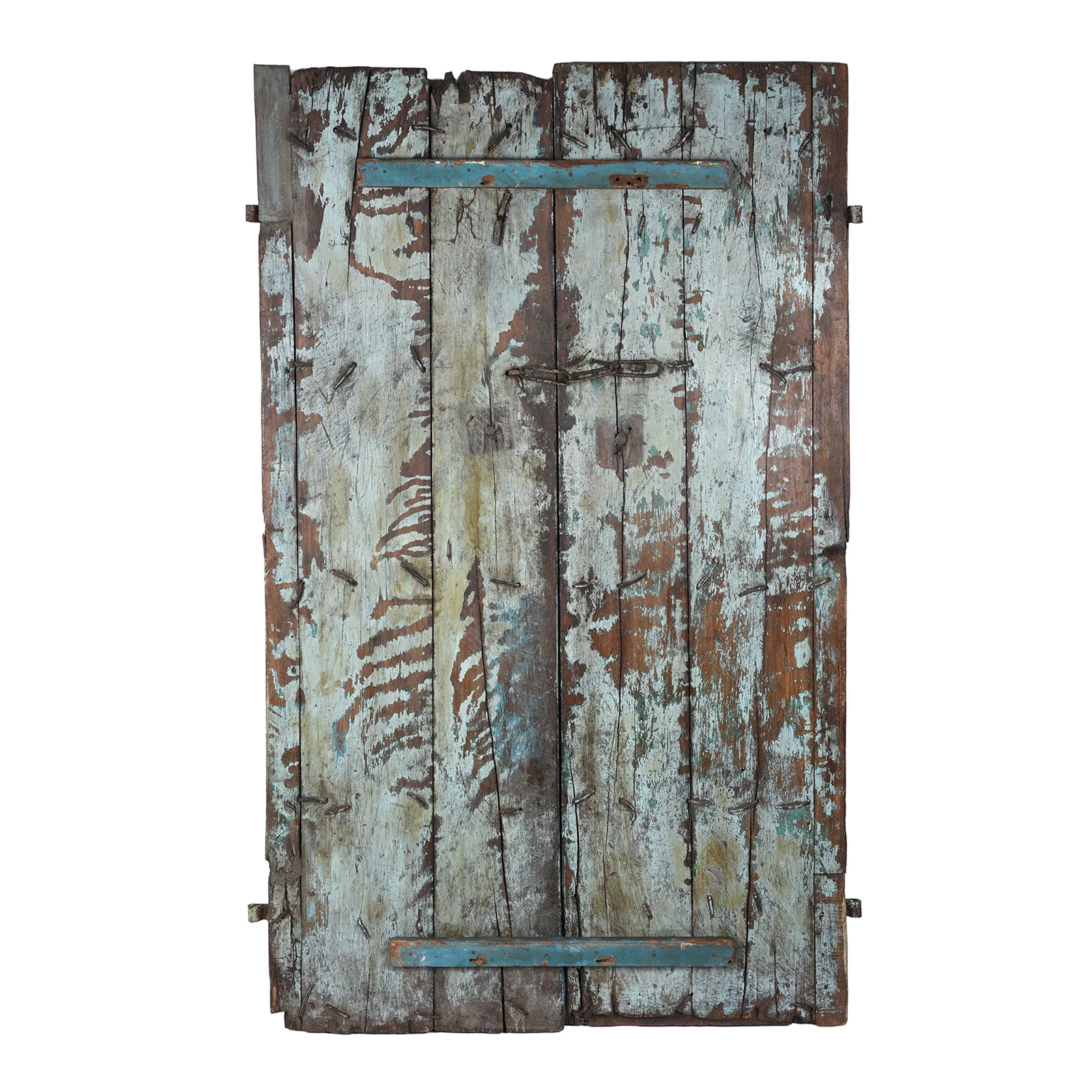 Old Indian Door With Later Floral Painting - Image 7