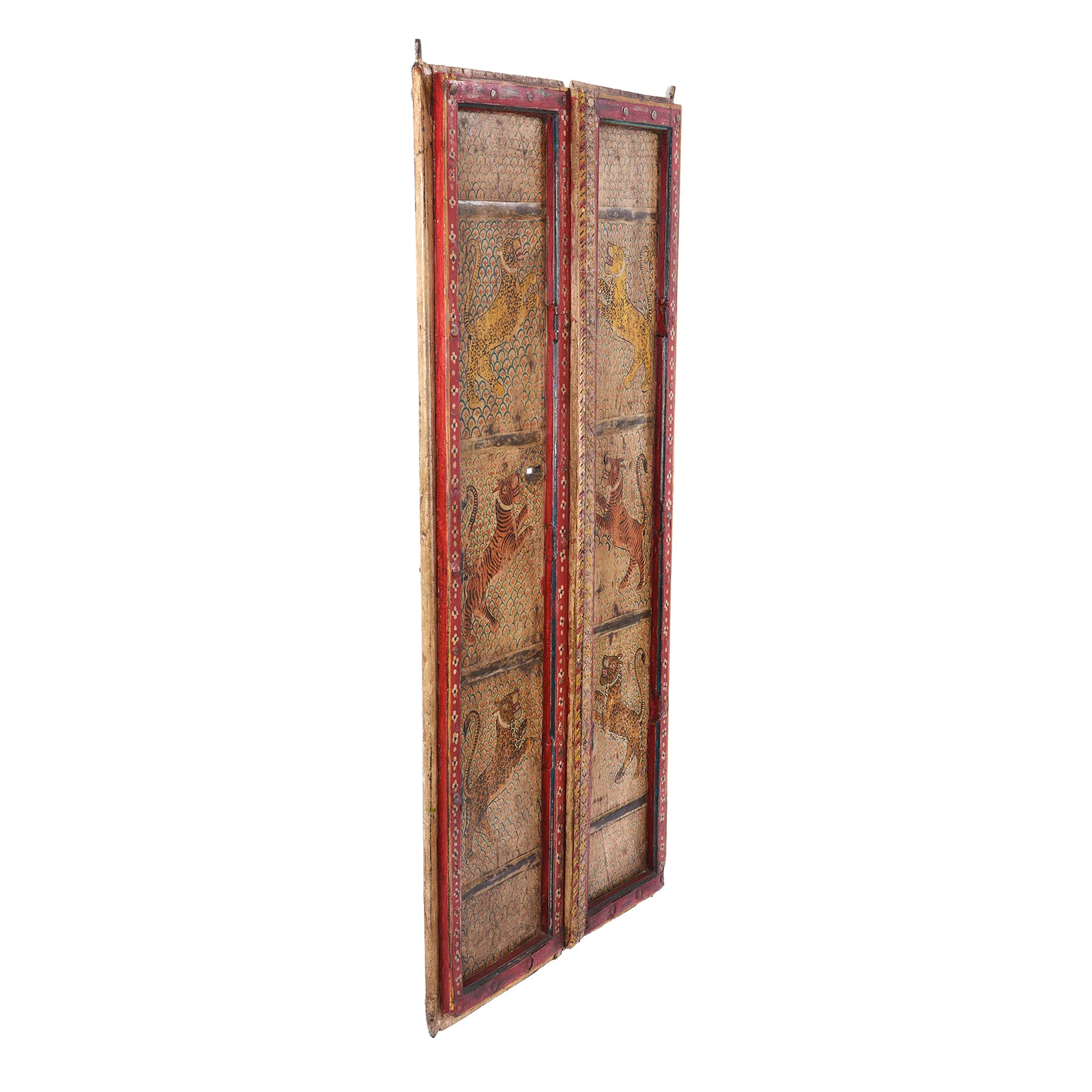 Old Door Indian With Tiger Painting - Image 5