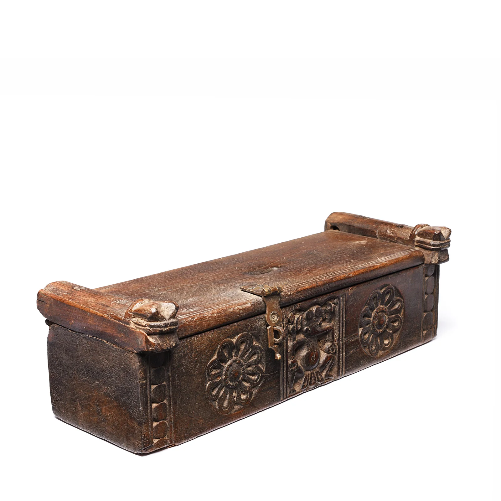 Carved Indian Teak Harpa Box From Banswara - 19thC - Image 4