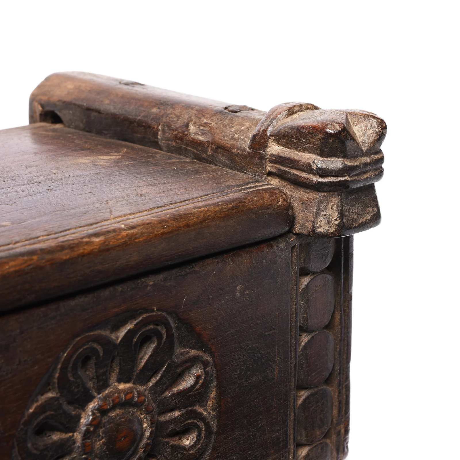 Carved Indian Teak Harpa Box From Banswara - 19thC - Image 5