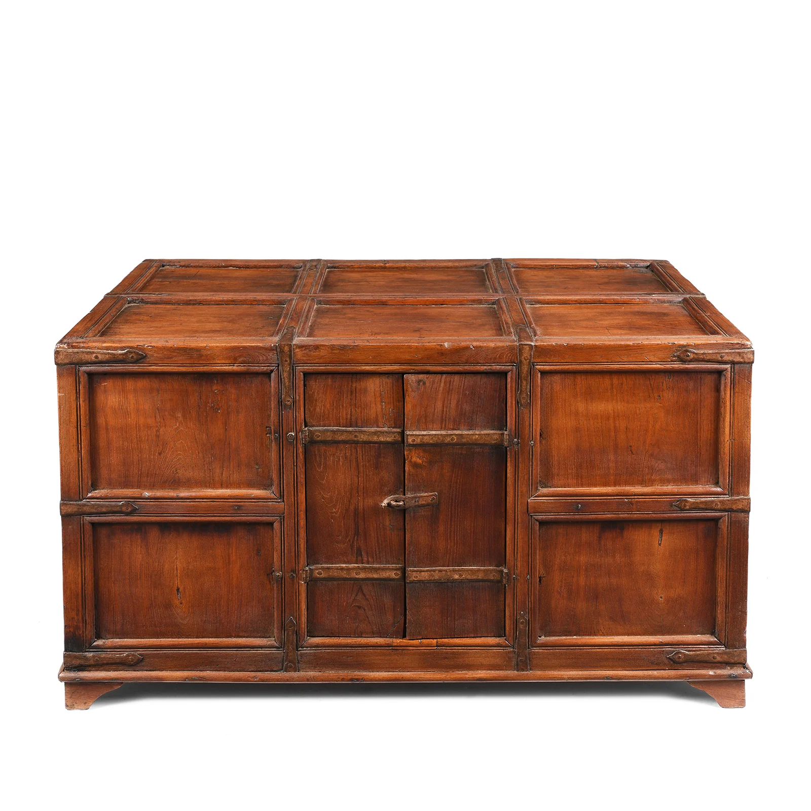 Iron Bound Teak Stick Chest From Kutch - 19th Century