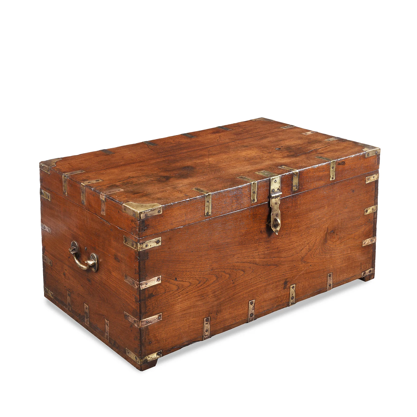Brass Bound Teak Military Chest From Rajasthan - 19th Century - Image 3