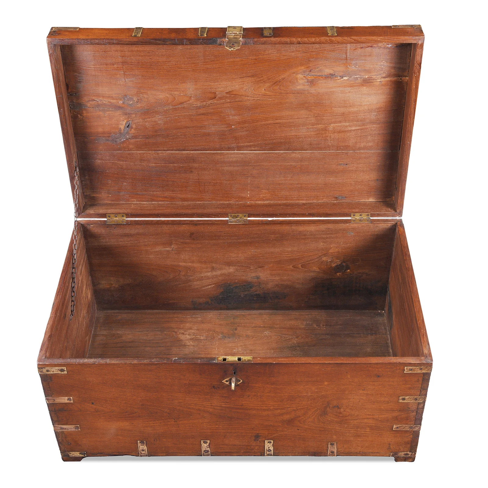 Brass Bound Teak Military Chest From Rajasthan - 19th Century - Image 4