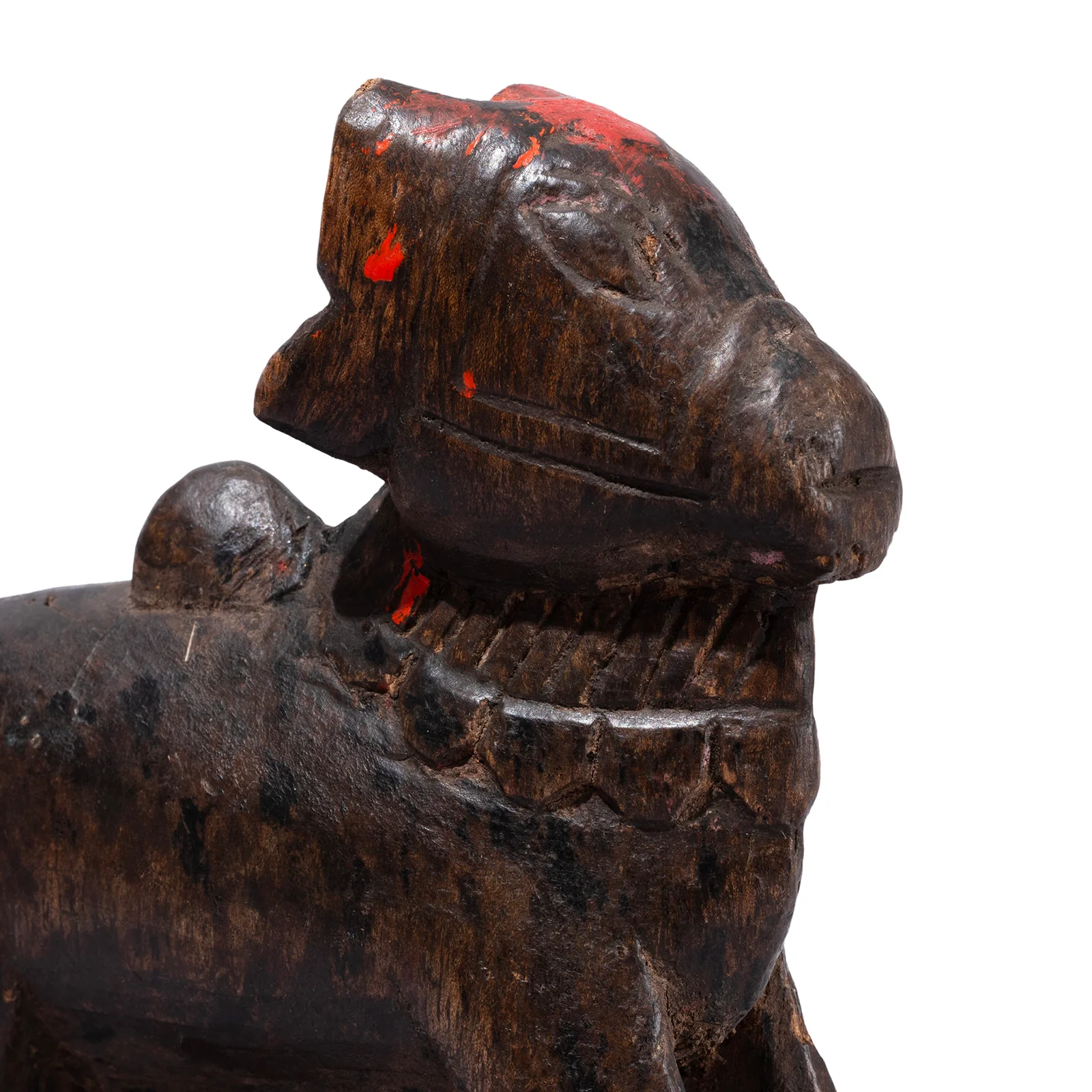 Painted Teak Nandi Bull Toy From Rajasthan - 19th Century - Image 3