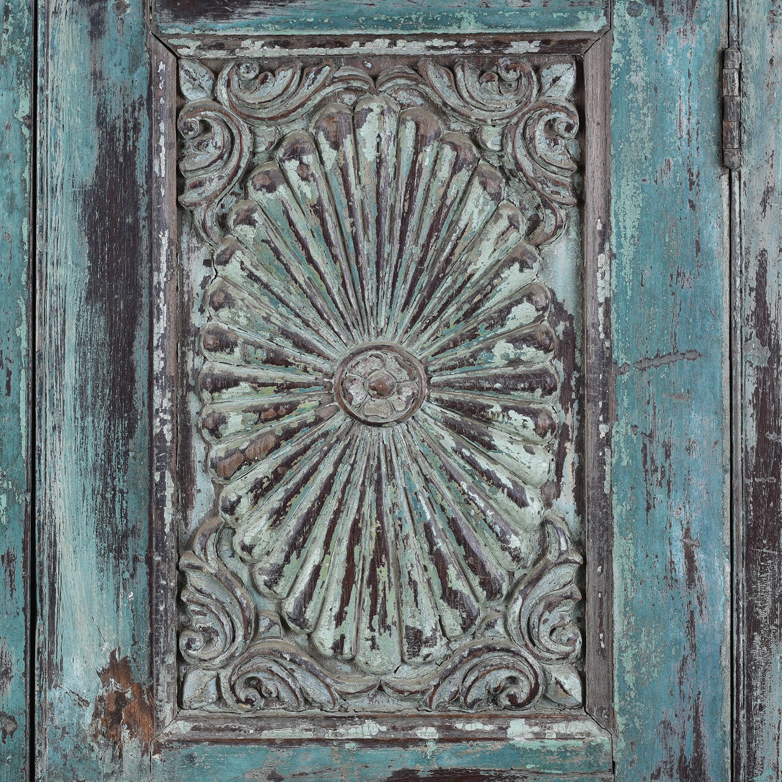 Painted Indian Almirah Cabinet With Sunburst Panels - 19th Century - Image 6