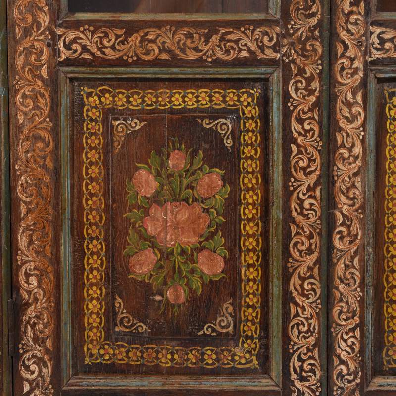 Painted Indian Glazed Book Cabinet From Maharashtra - 19thC - Image 5