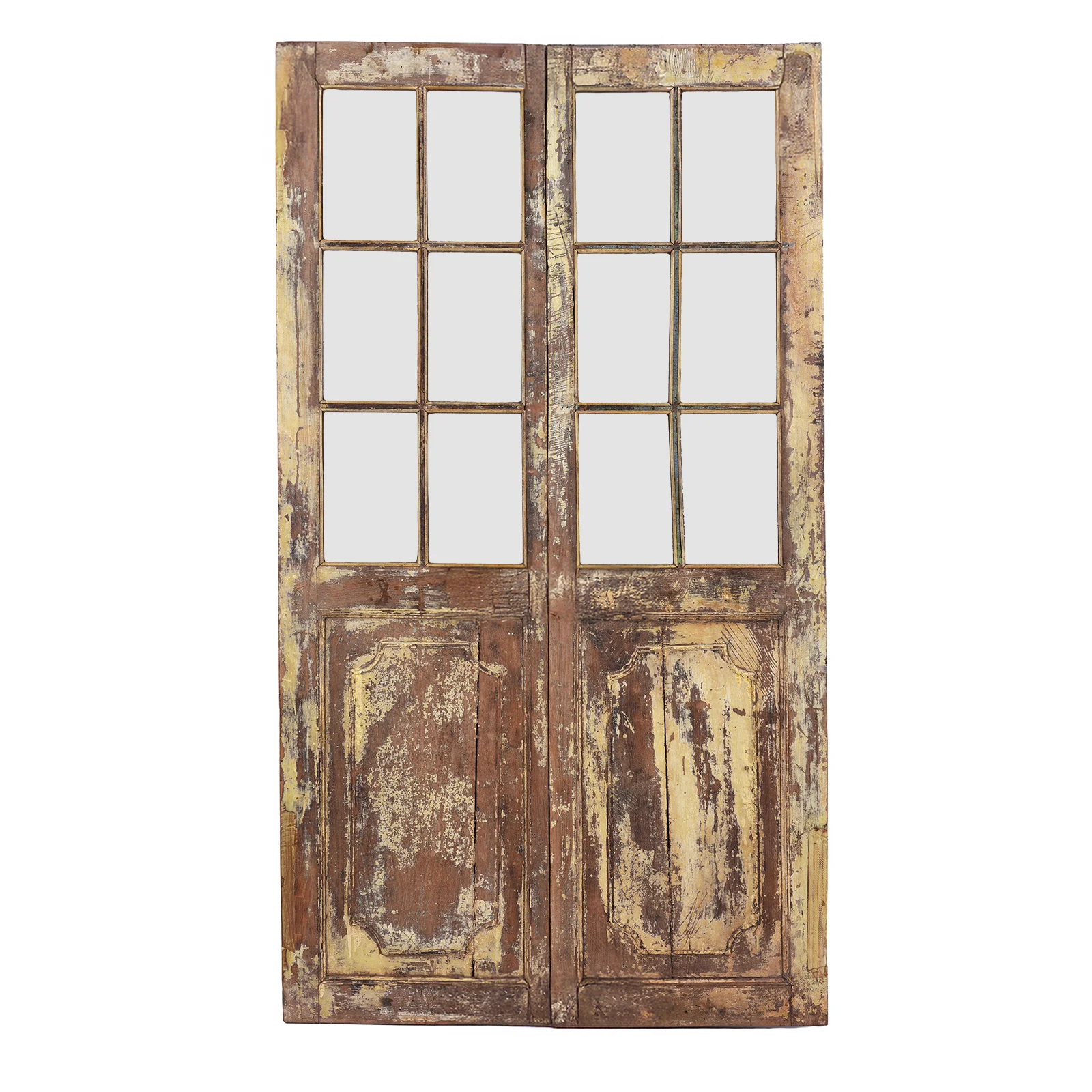 Painted Glazed Indian Doors From Gujarat - 19th Century - Image 5