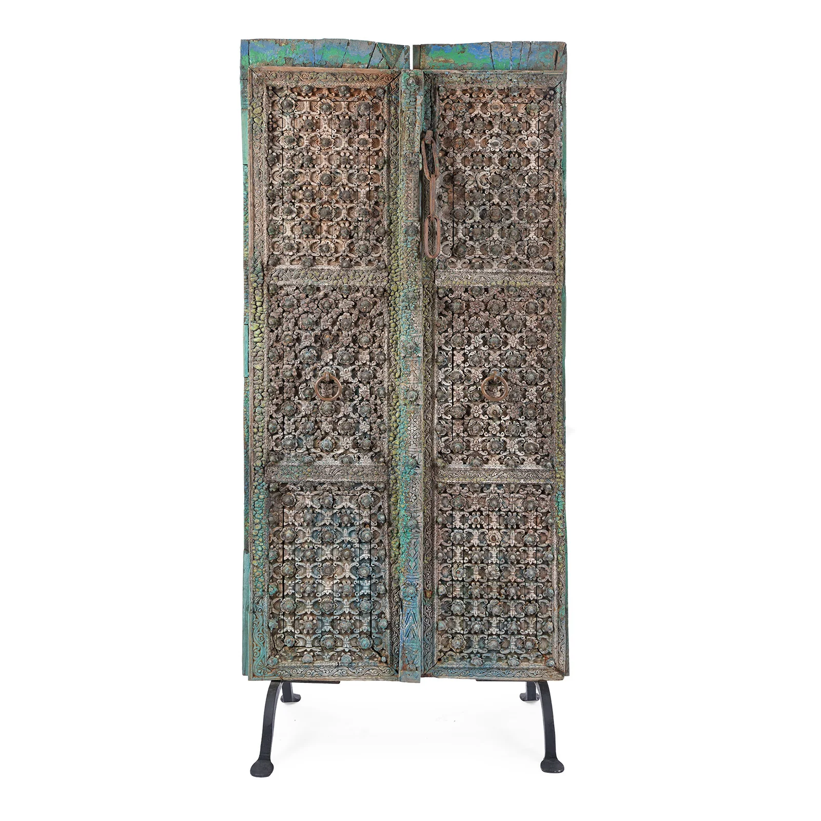 Painted Mughal Door From Uttar Pradesh - 18th Century