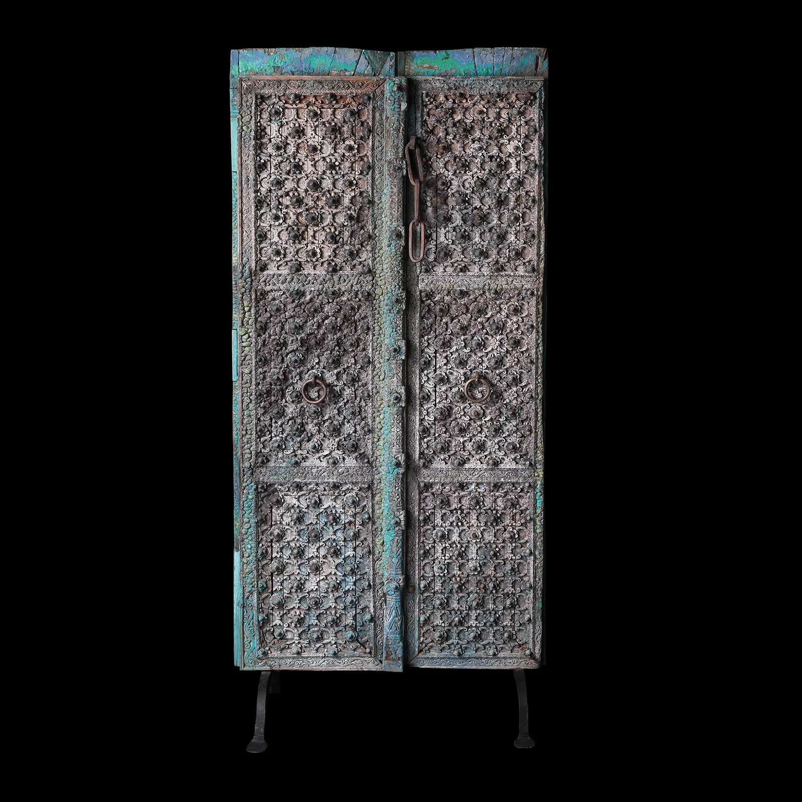 Painted Mughal Door From Uttar Pradesh - 18th Century - Image 3