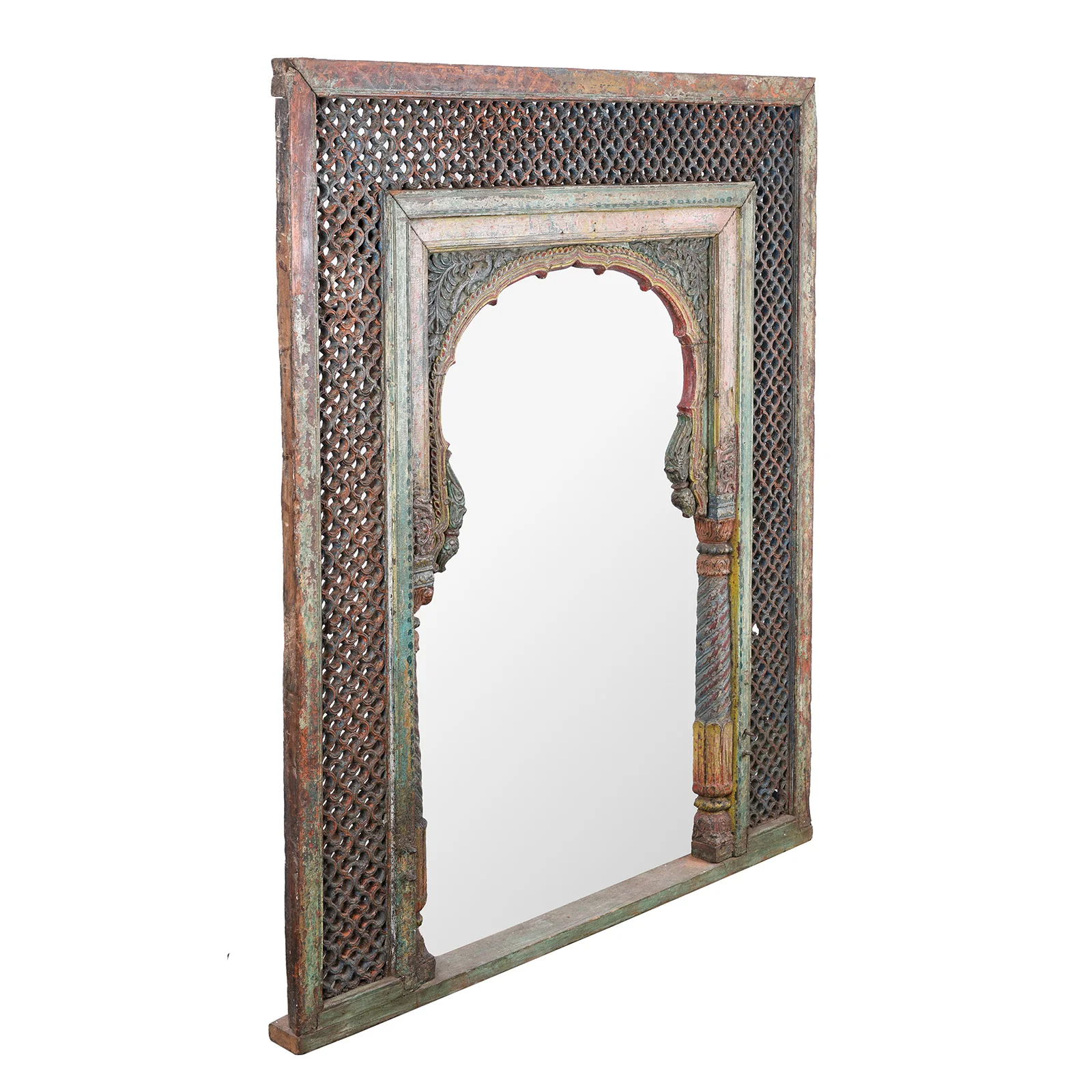 Painted Jali Window Mirror From Banswara - 19th Century - Image 4
