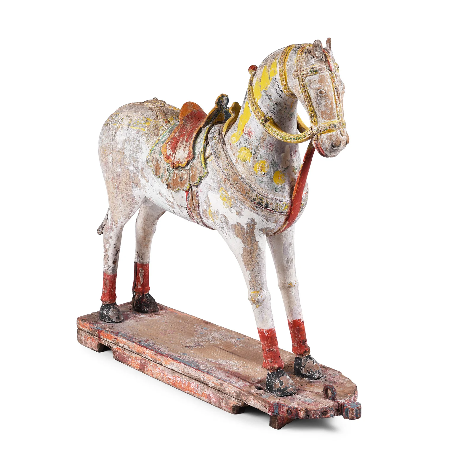 Antique Indian Painted Teak Processional Horses - 19th Century