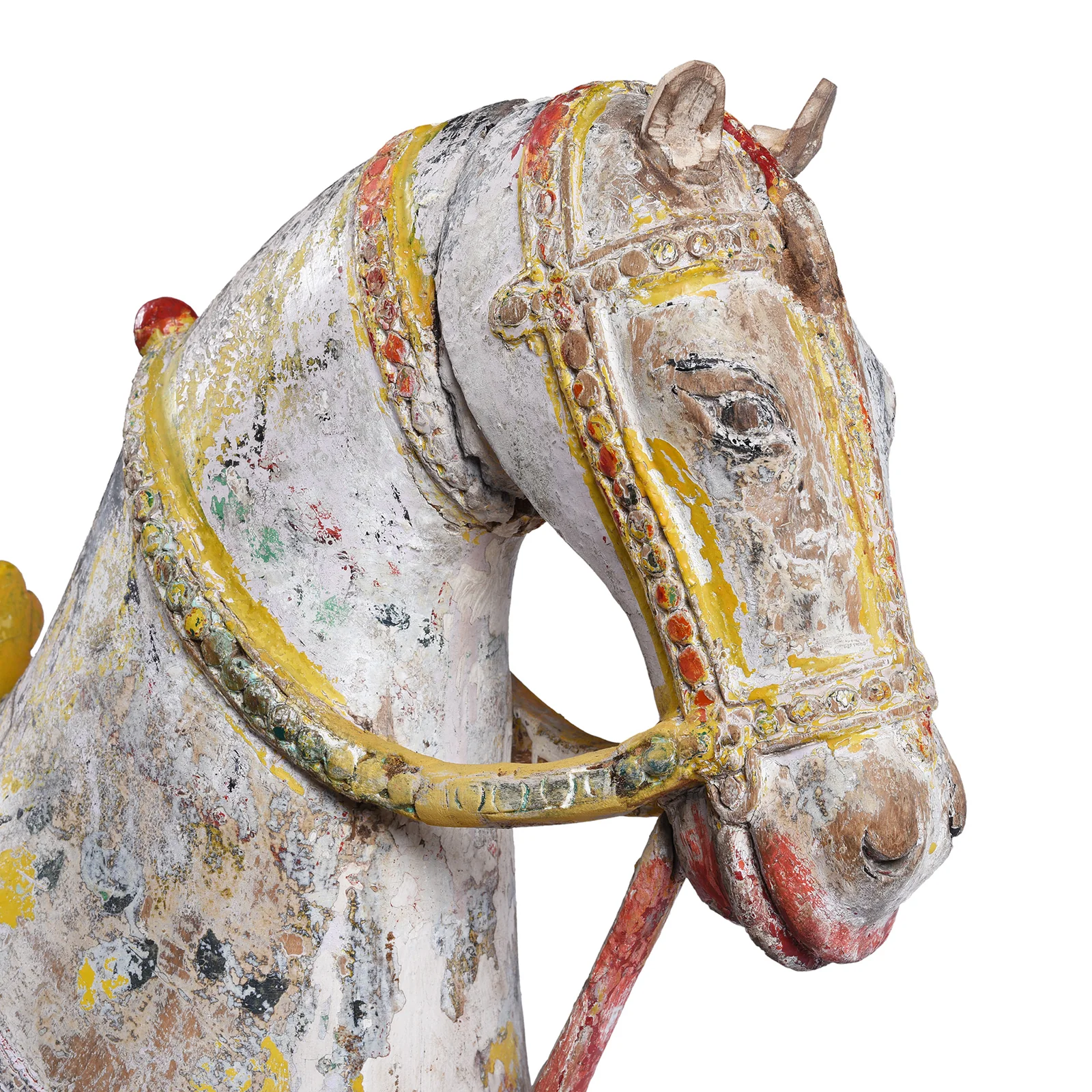 Antique Indian Painted Teak Processional Horses - 19th Century - Image 4