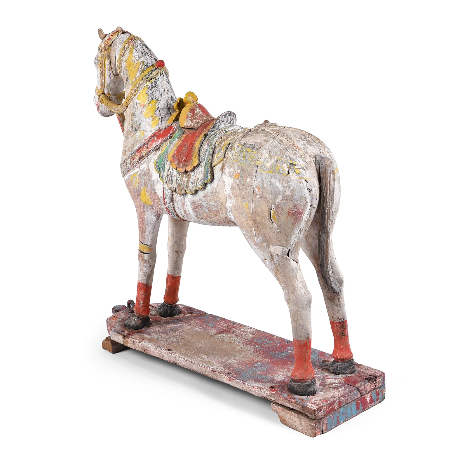 Antique Indian Painted Teak Processional Horses - 19th Century - Image 5