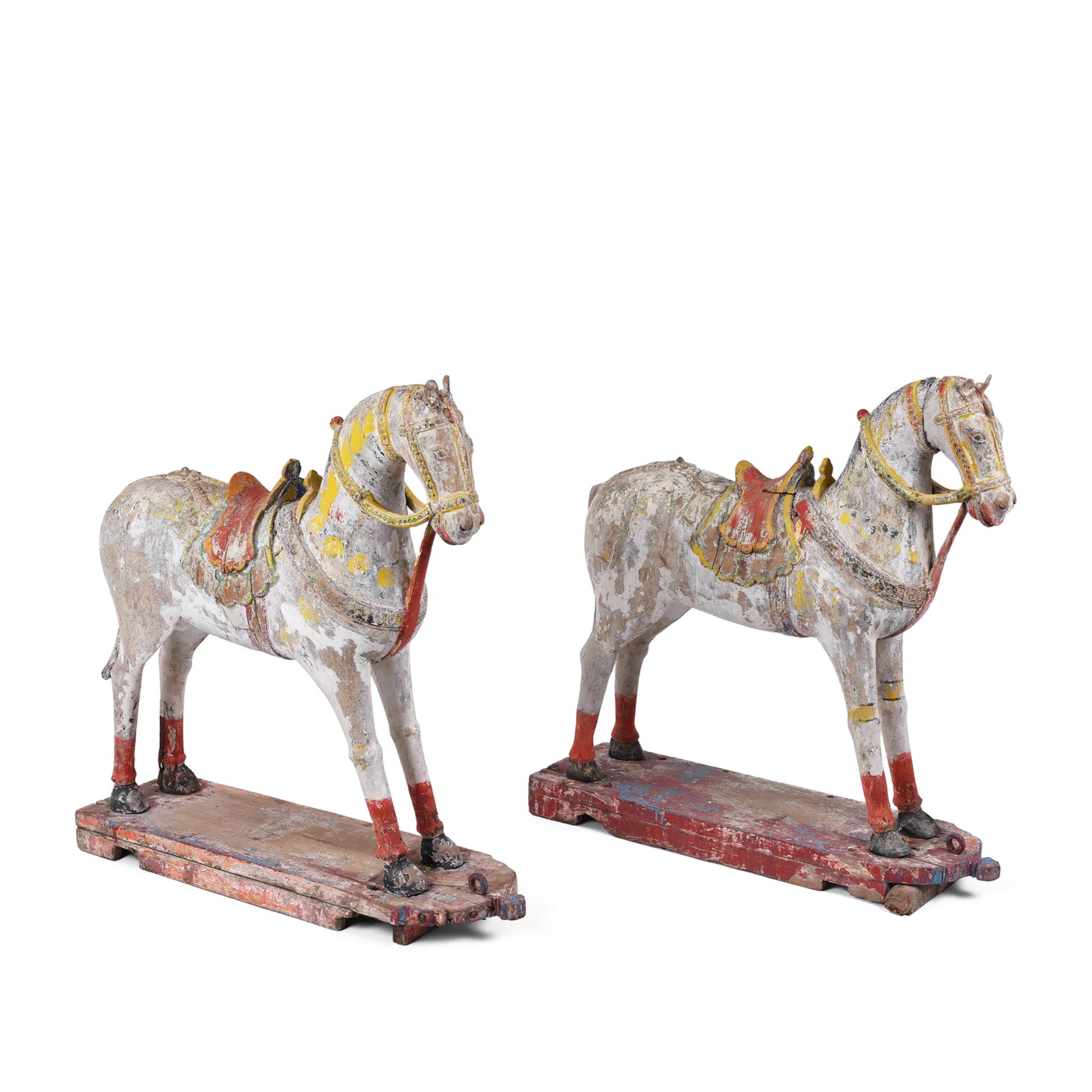 Antique Indian Painted Teak Processional Horses - 19th Century - Image 6