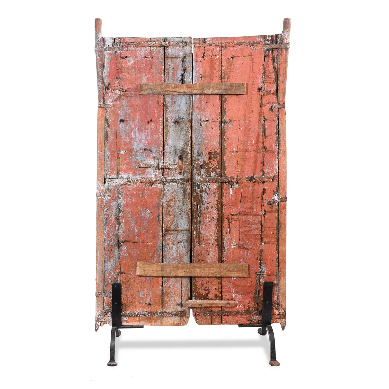 Pink Painted Carved Door From Gujarat - 18th Century - Image 7