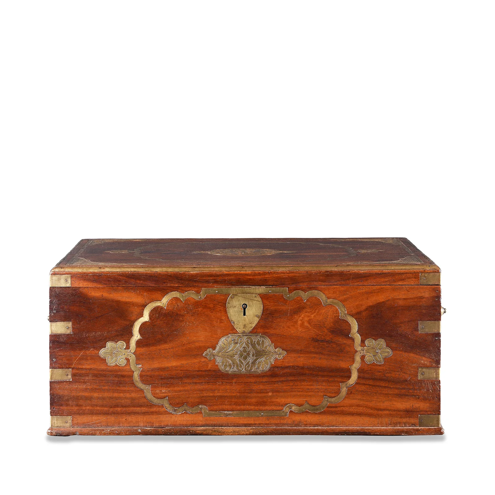 Brass Bound Rosewood Document Box From Lucknow - 19th Century